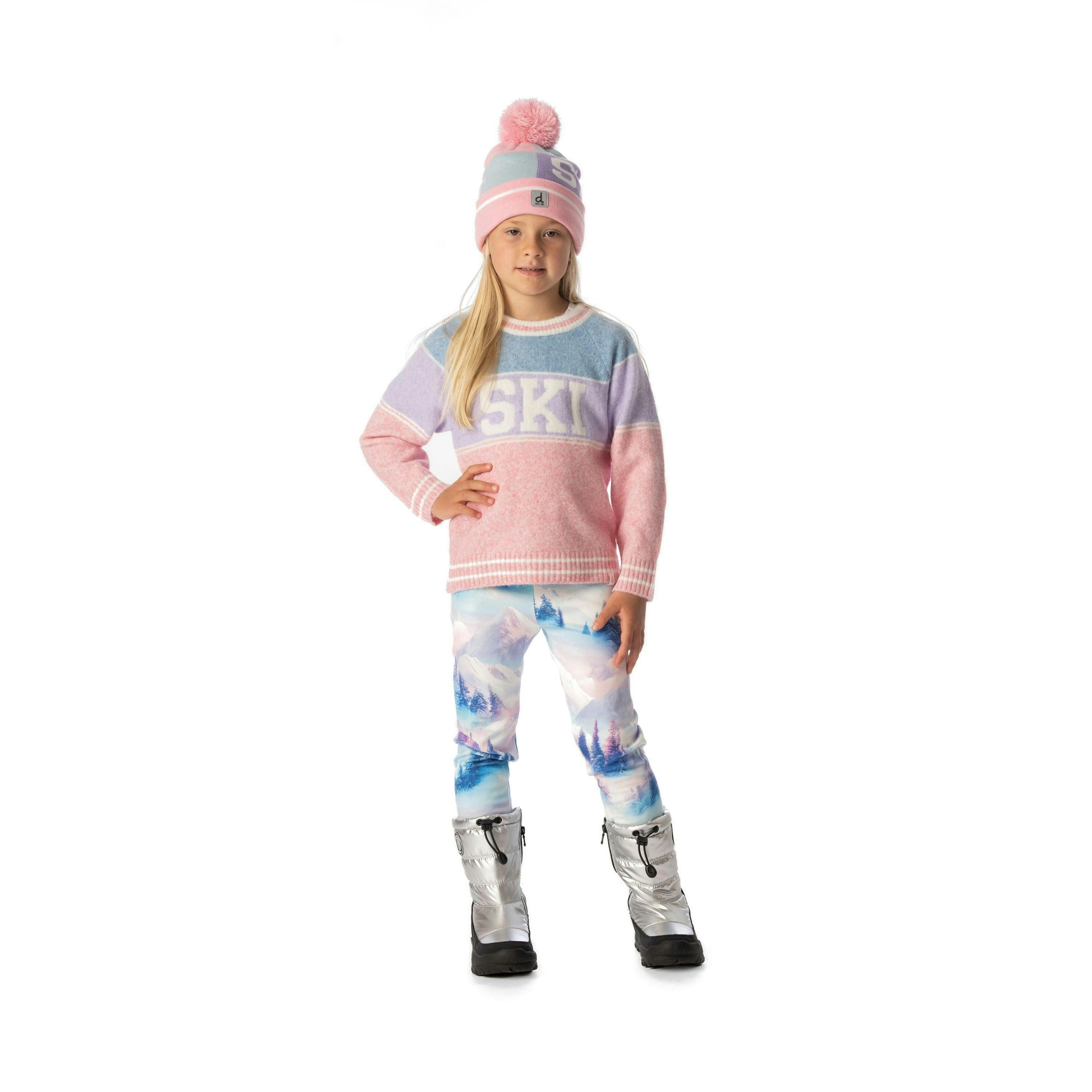 Sweater with Ski Jacquard Light Blue and Light Pink , view 2 of 4