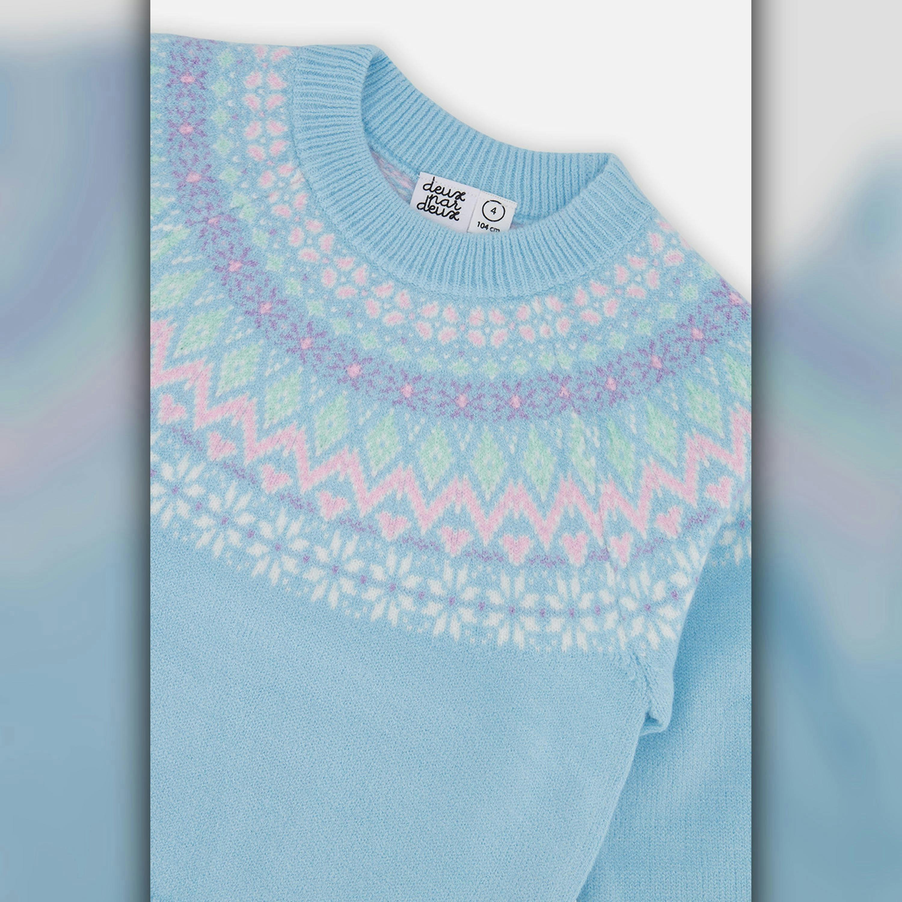 Knit Sweater with Nordic Jacquard Light Blue , view 5 of 5