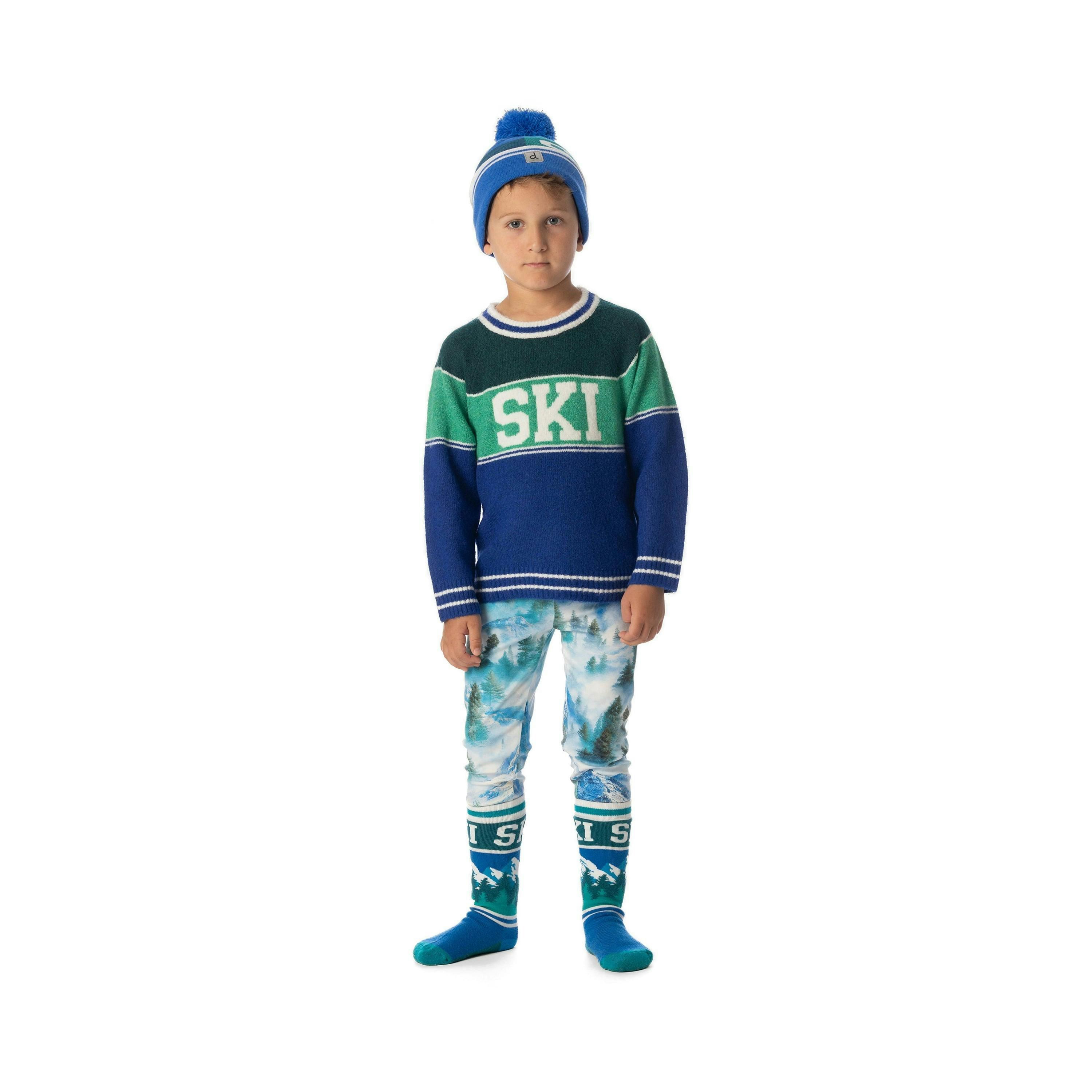 Sweater With Ski Jacquard Dark Blue And Dark Green , view 2 of 5