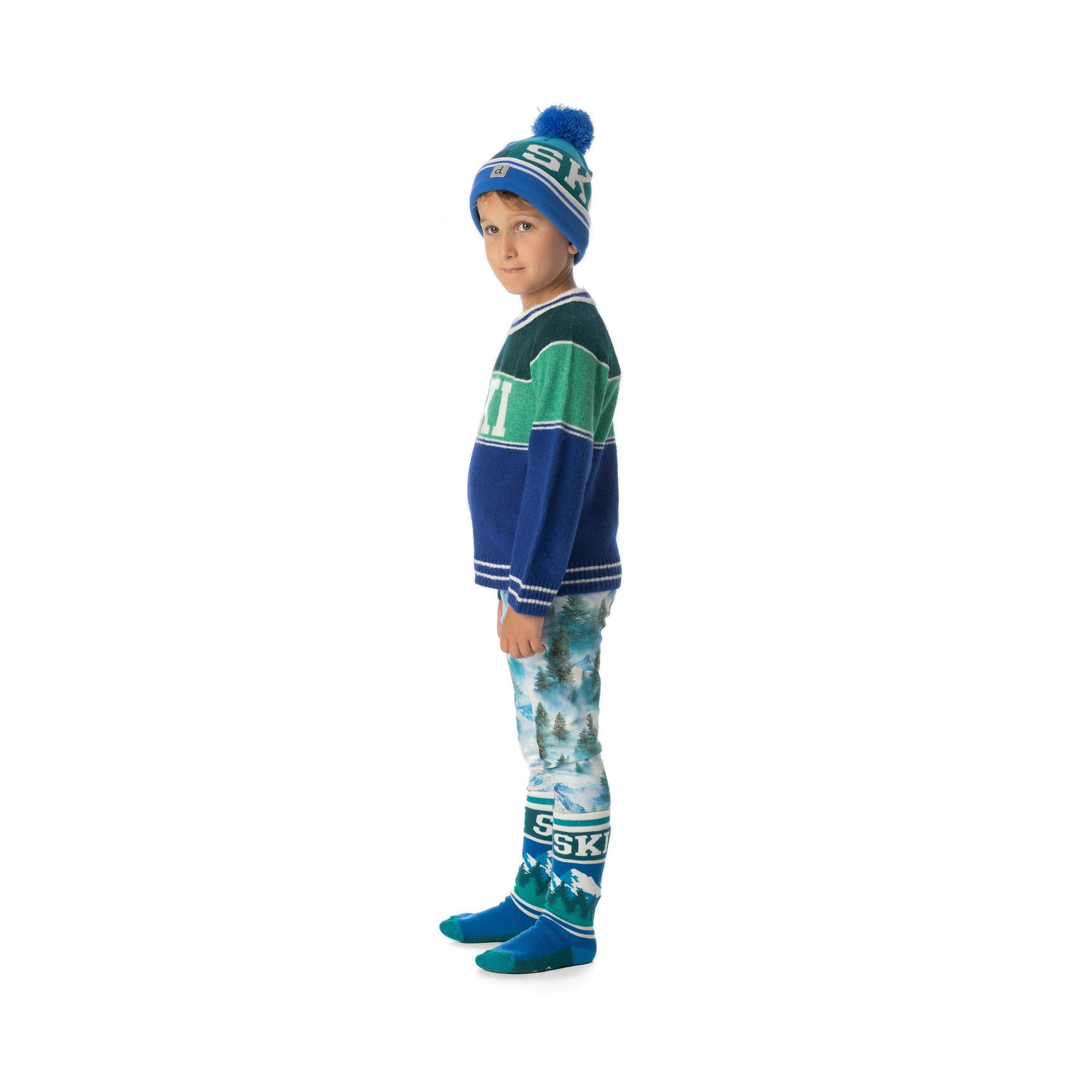 Sweater With Ski Jacquard Dark Blue And Dark Green , view 3 of 5