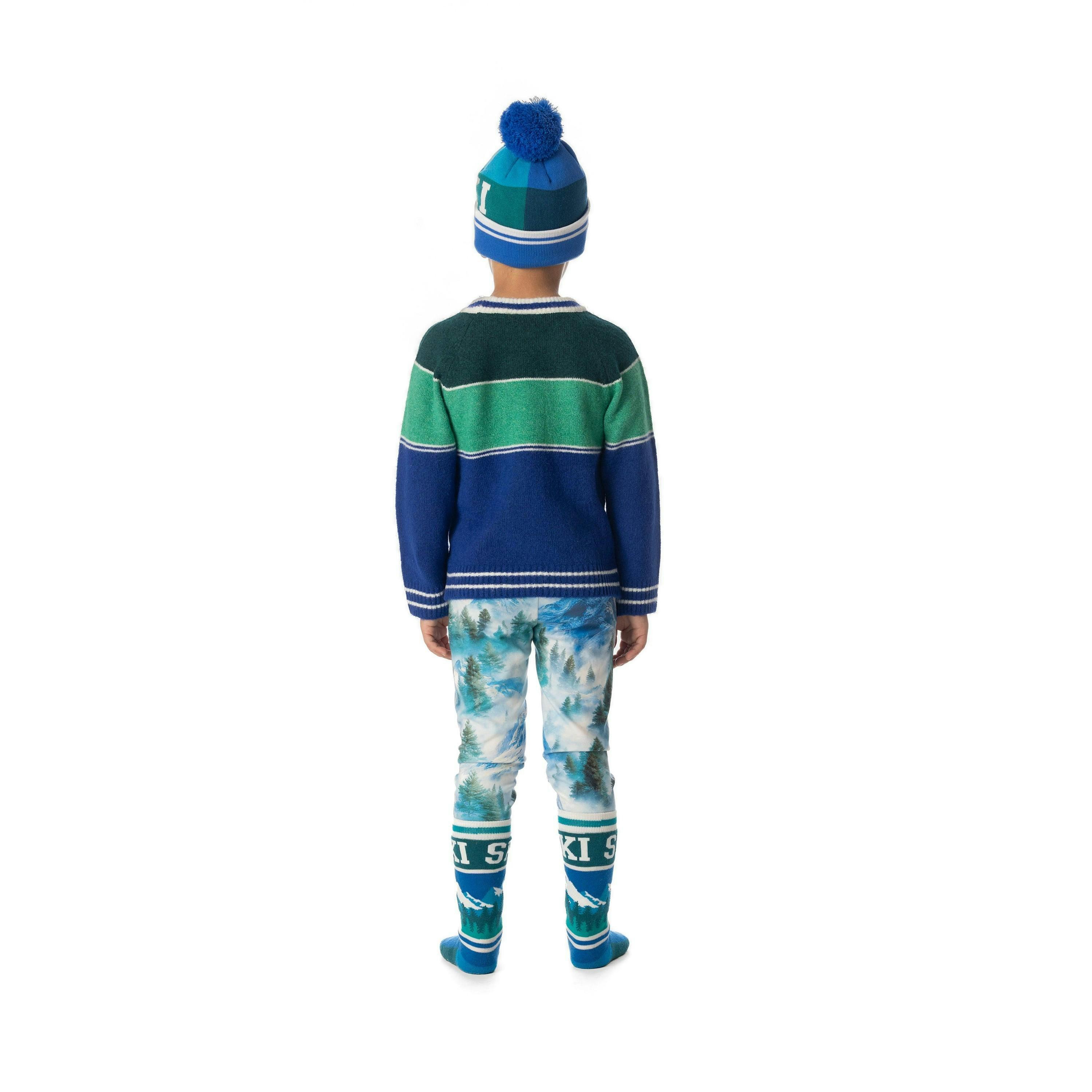 Sweater With Ski Jacquard Dark Blue And Dark Green , view 4 of 5