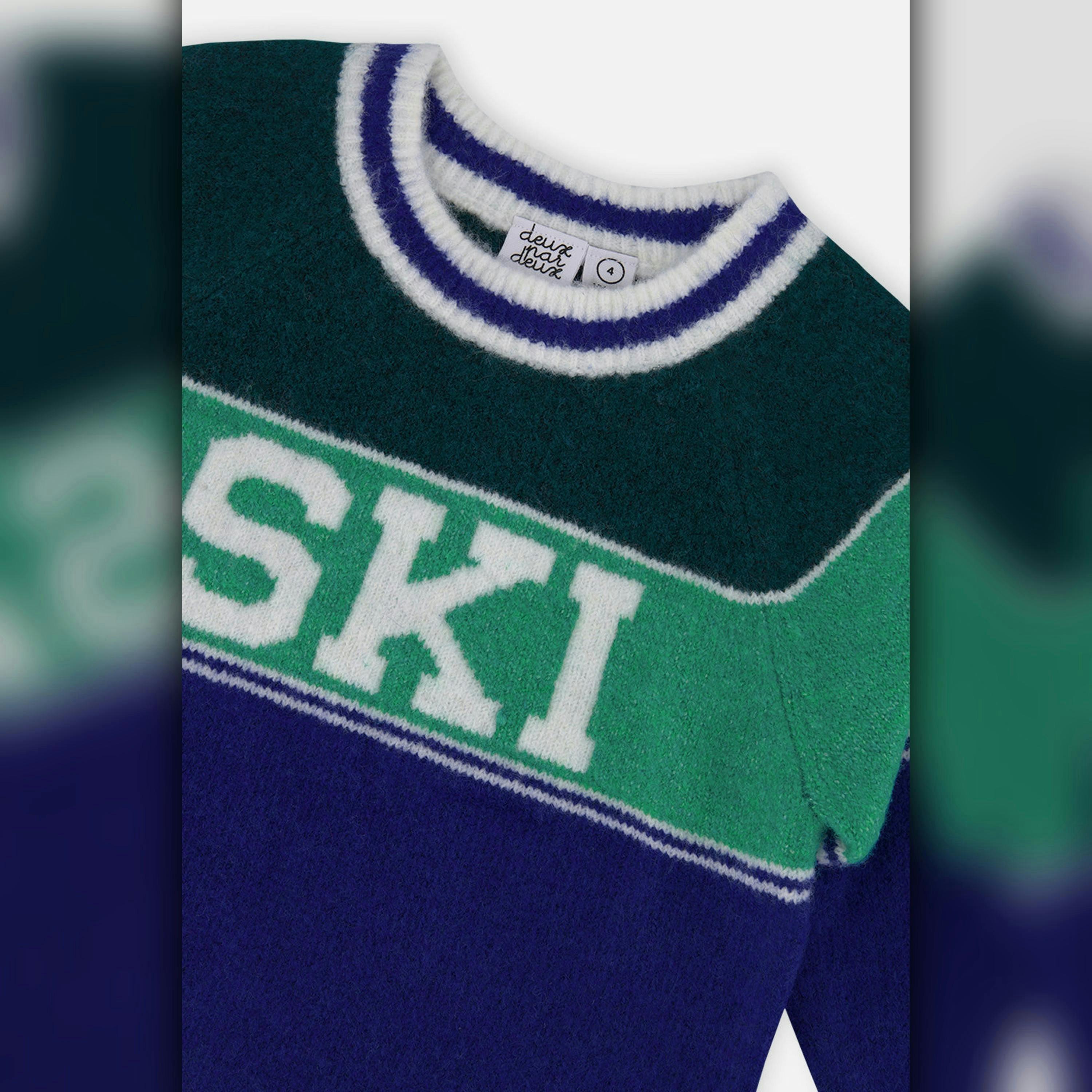 Sweater With Ski Jacquard Dark Blue And Dark Green , view 5 of 5