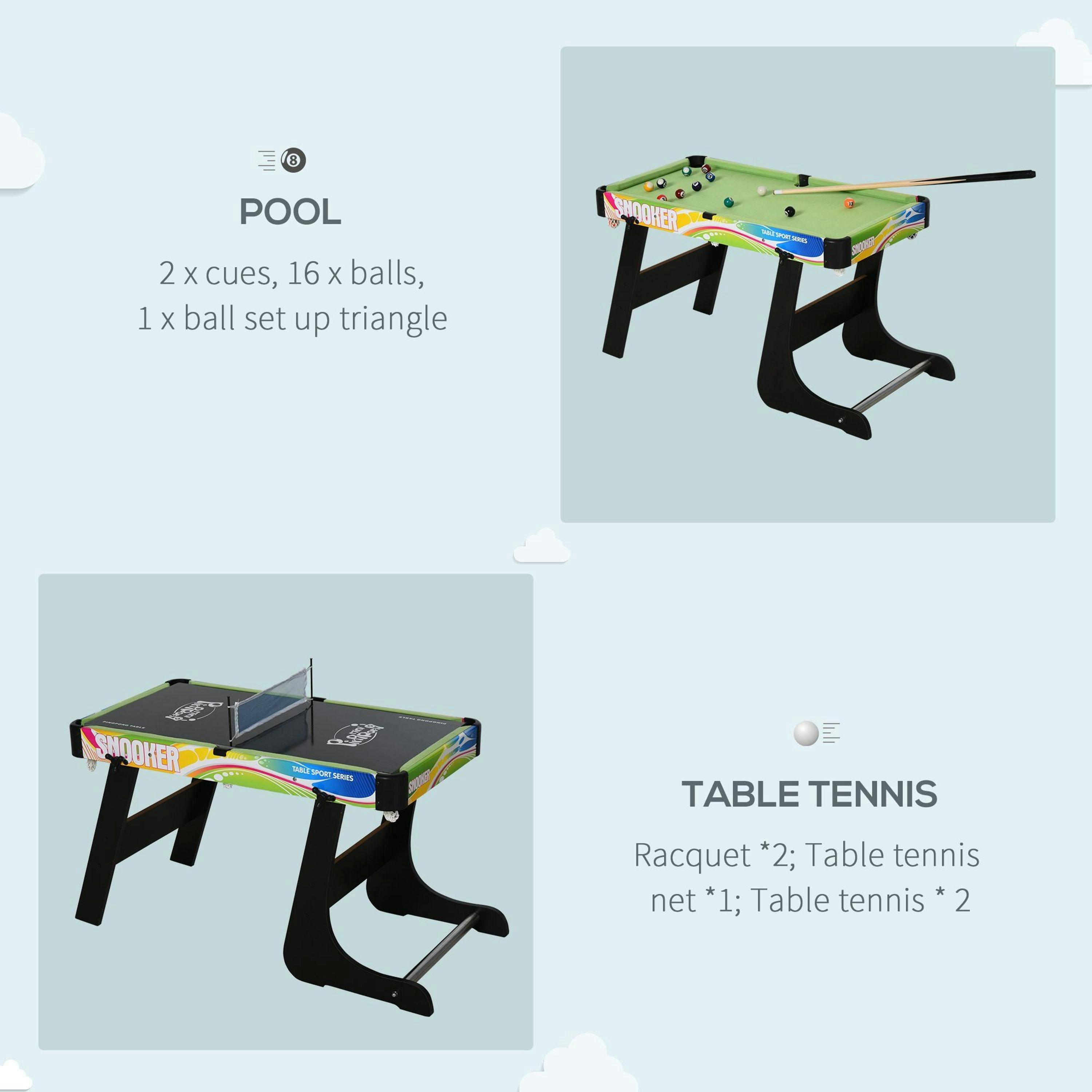 HOMCOM 4-in-1 Games Table w/ Hockey Football Table Tennis & Pool Arcade Gaming , view 5 of 5