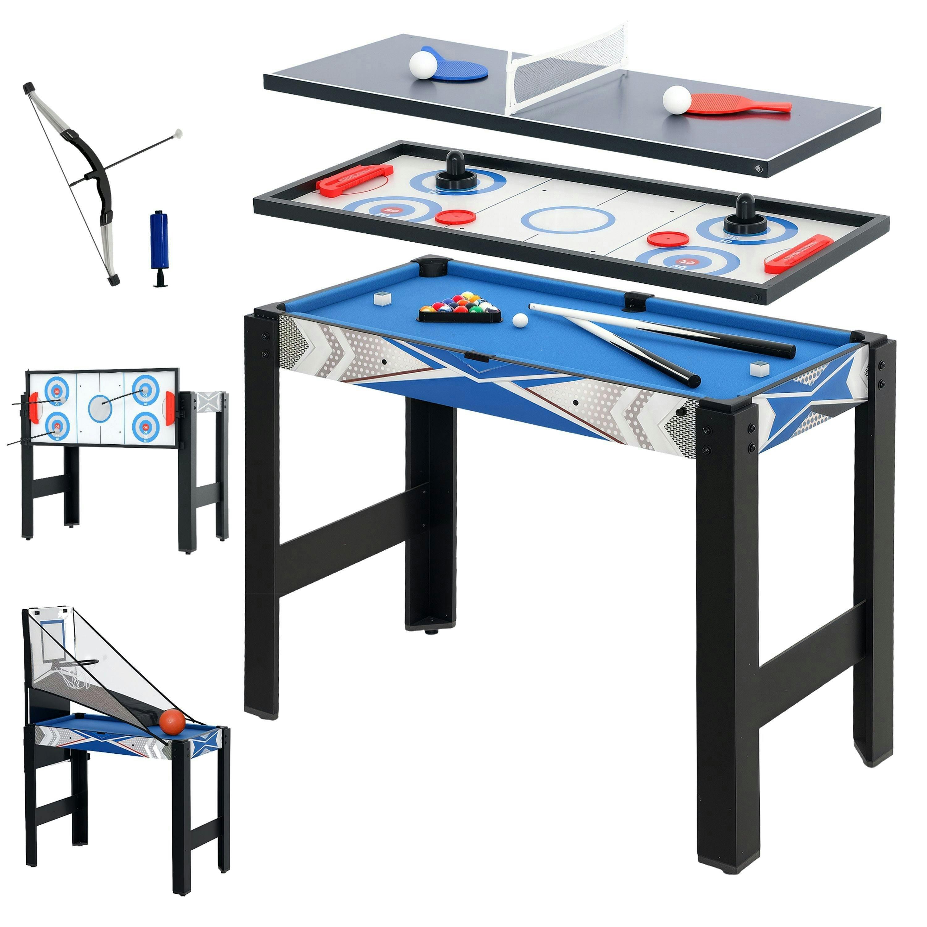 SPORTNOW 5-in-1 Multi Games Table, Combo Sports Game Table, Blue , view 2 of 5