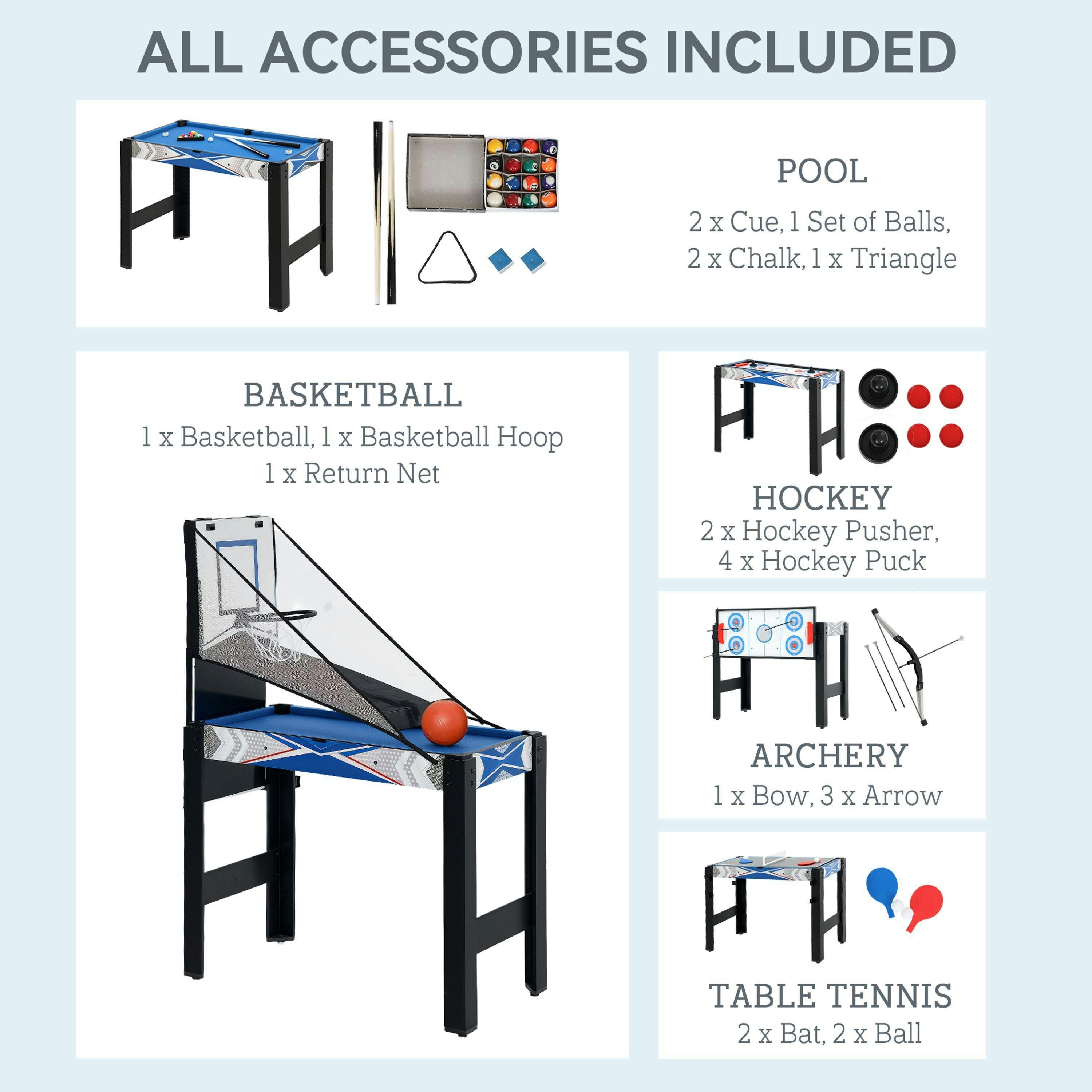 SPORTNOW 5-in-1 Multi Games Table, Combo Sports Game Table, Blue , view 5 of 5