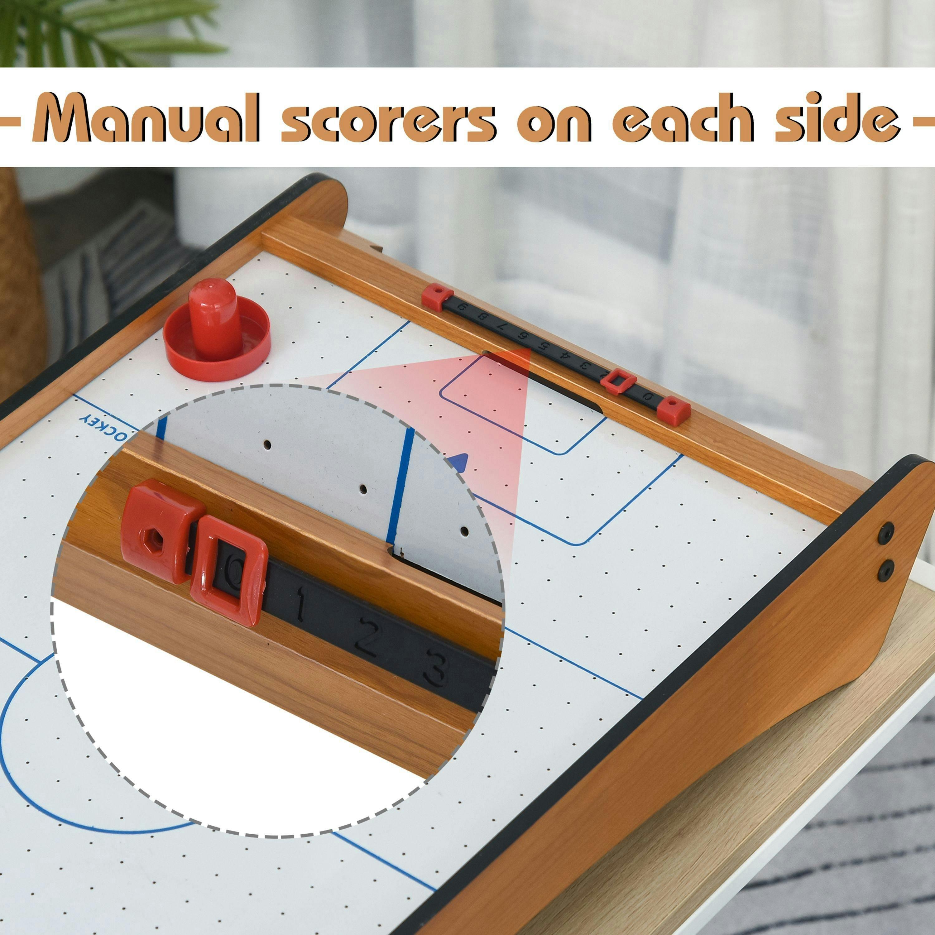 HOMCOM Mini Air Hockey Tabletop Game w/ 2 Pucks Pushers Fan Scoreboard Markings , view 5 of 5
