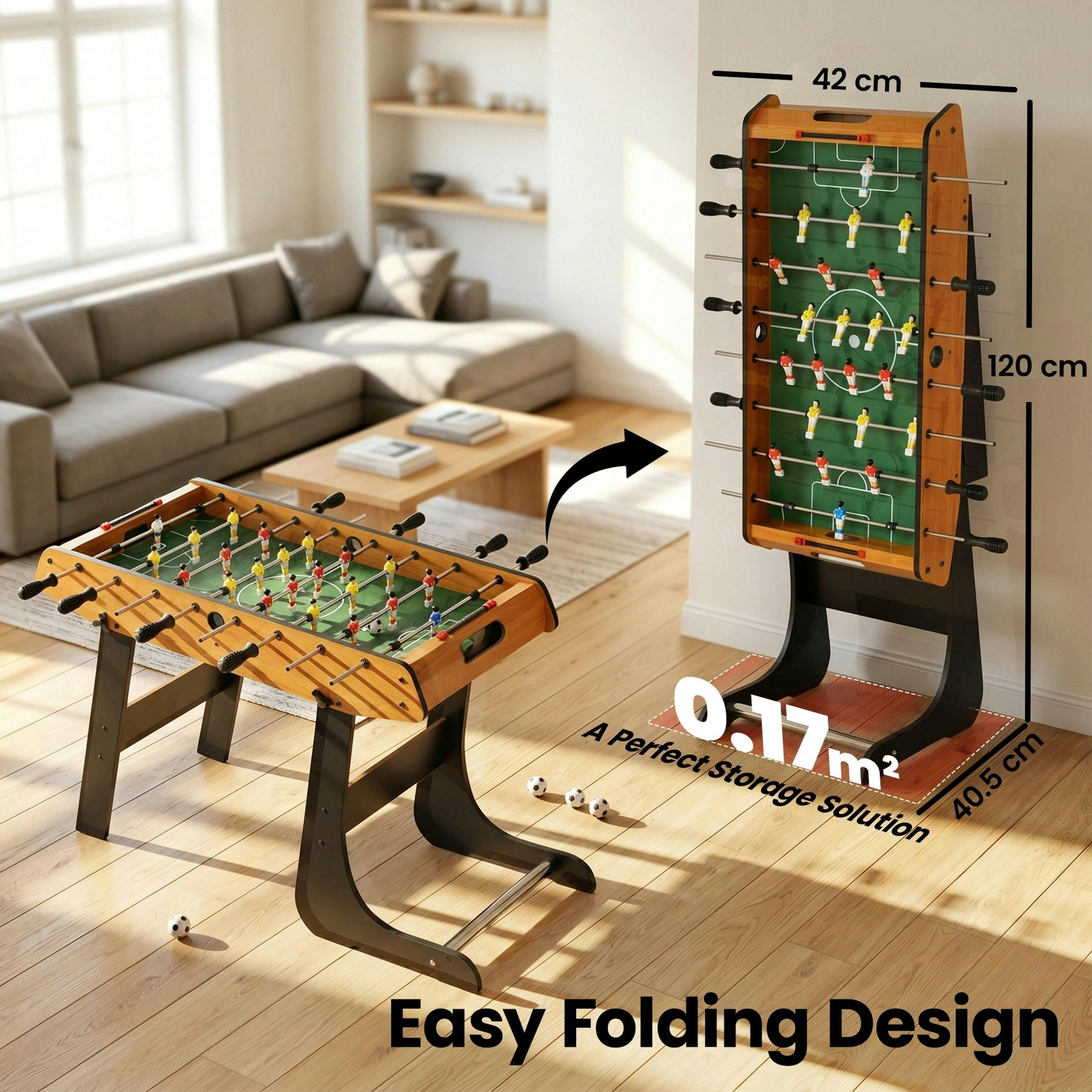 HOMCOM Folding Football Gaming Table Mini Foosball Soccer Table, Family Fun , view 5 of 5