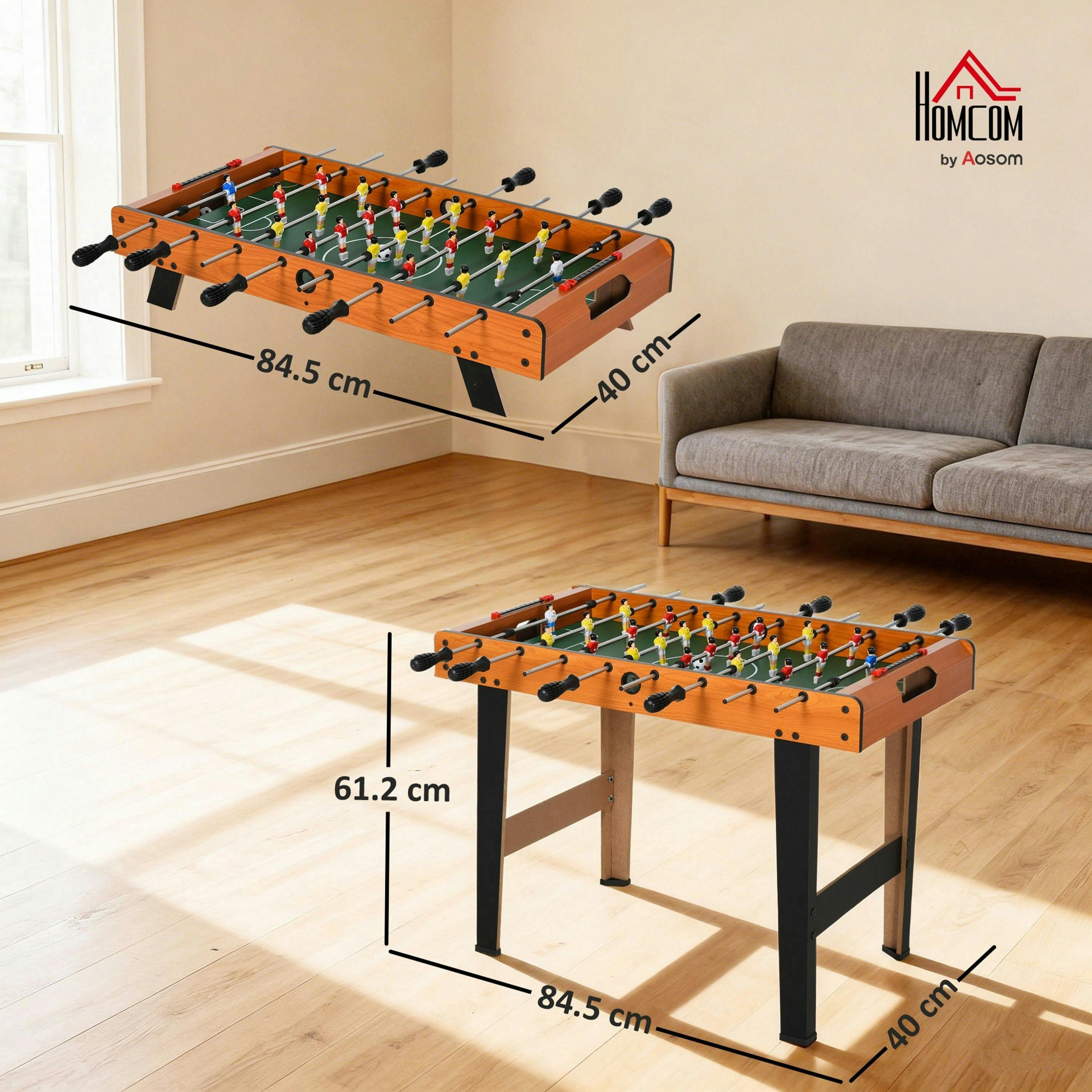HOMCOM Wooden Soccer Football Table 84.5cm Arcades Game Room Bar, 2 Foosballs , view 3 of 5