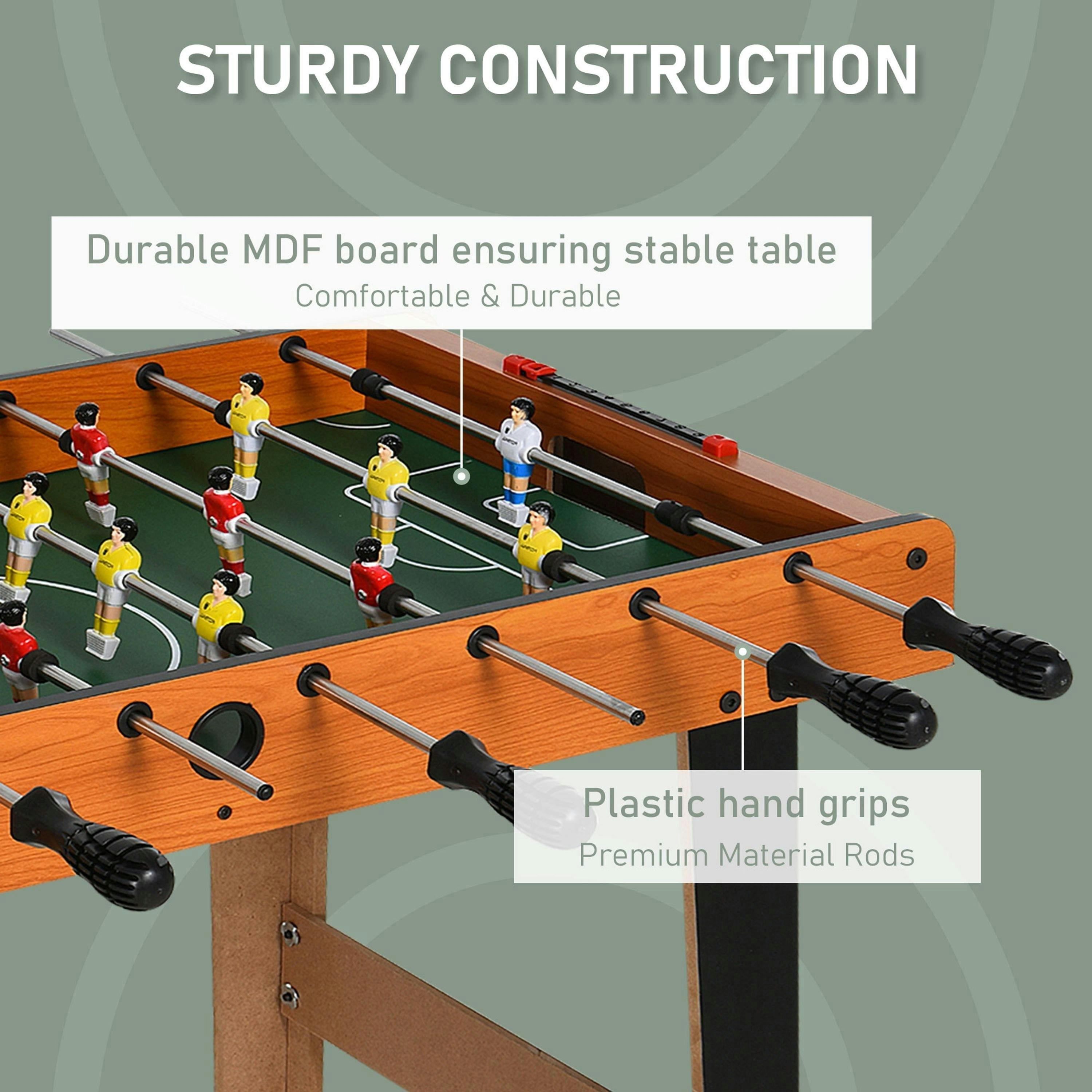 HOMCOM Wooden Soccer Football Table 84.5cm Arcades Game Room Bar, 2 Foosballs , view 5 of 5