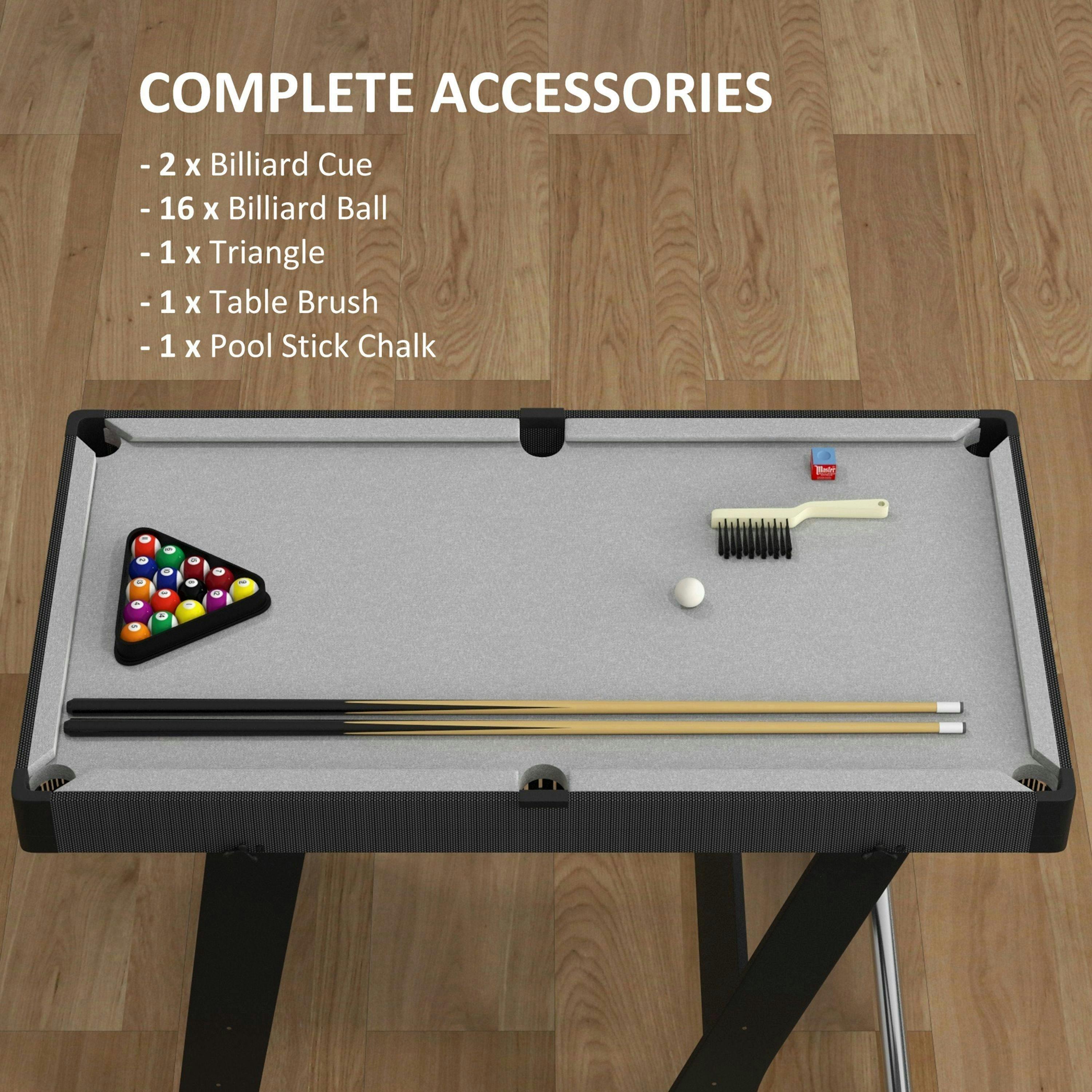 SPORTNOW 3.5ft Folding Pool Table Set with Cues, Balls, Chalk, Triangle, Brush , view 5 of 5