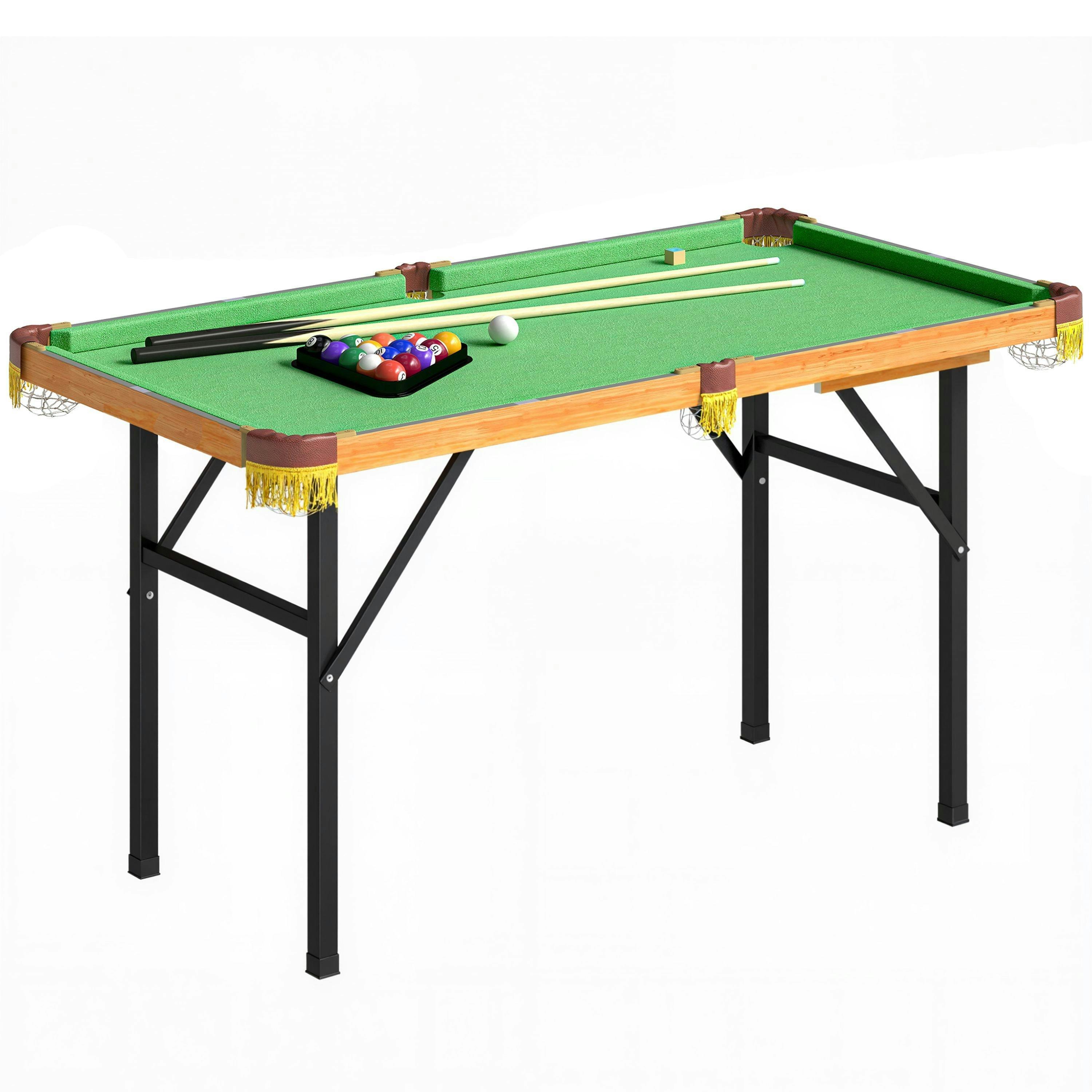 SPORTNOW 4FT Folding Pool Table, Mini Billiards Table Set for Kids, Green , view 2 of 5