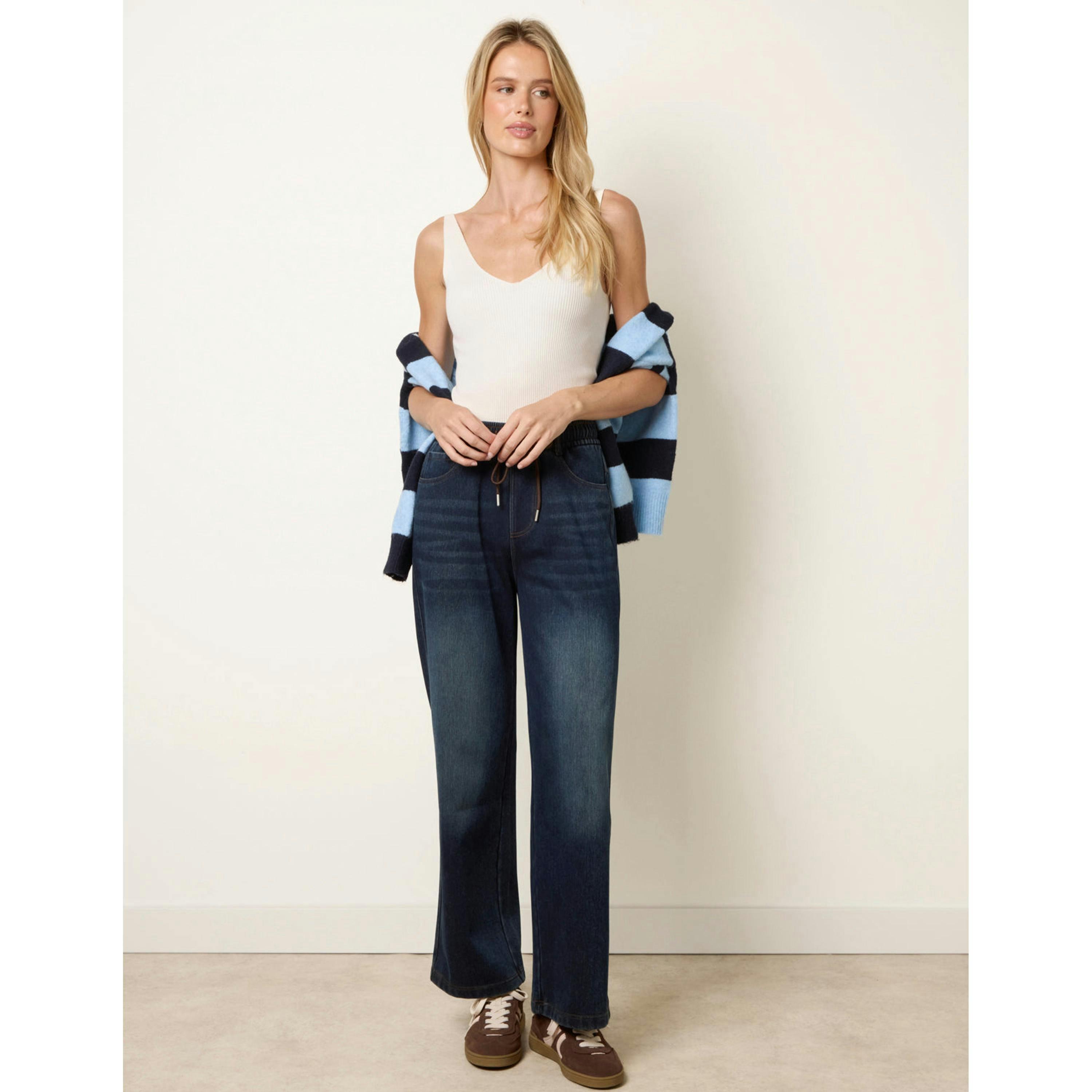 Blue Vanilla Elastic Waist Jeans  in Navy , view 3 of 4