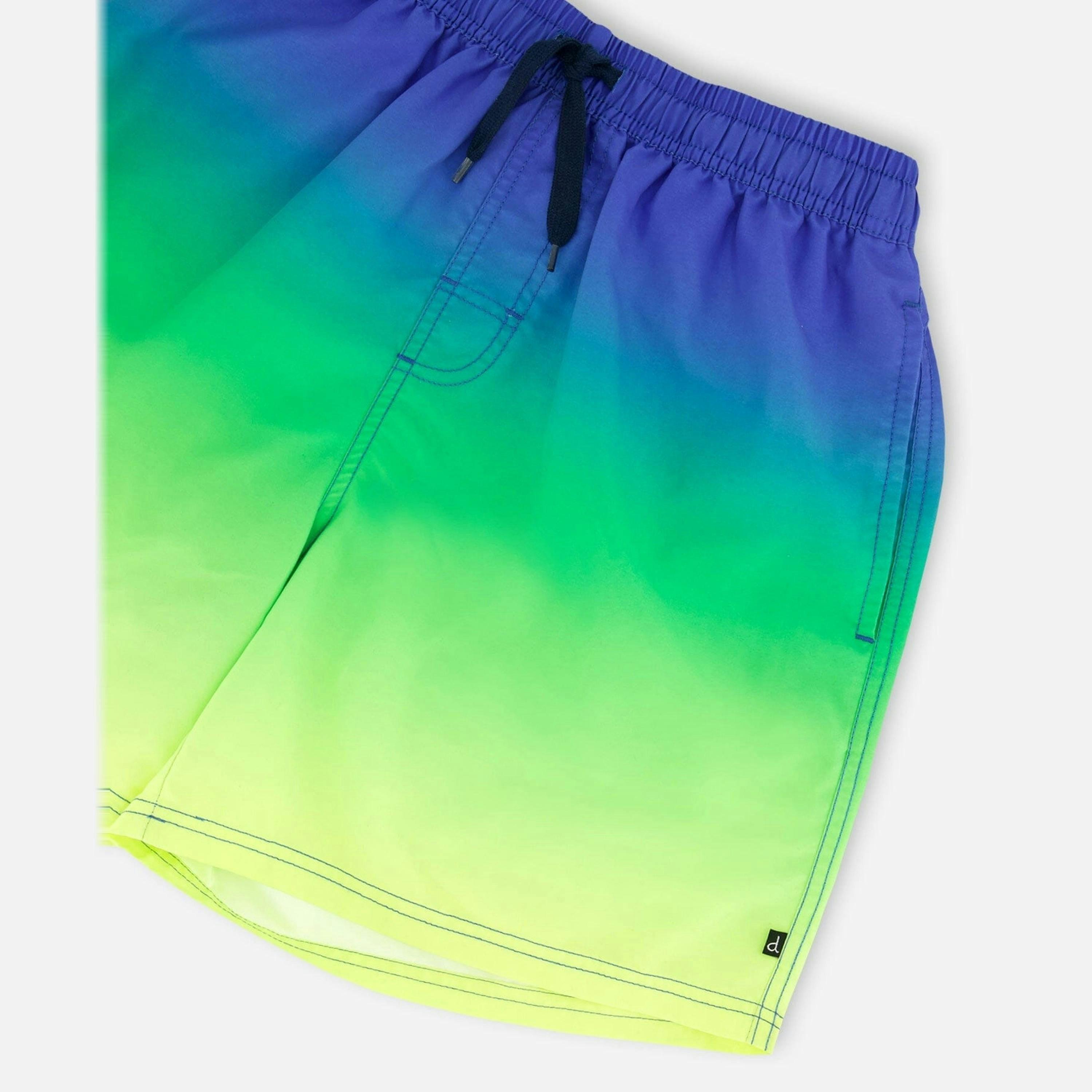 Men's Swim Trunks Blue, Green, And Lime Gradient , view 5 of 5