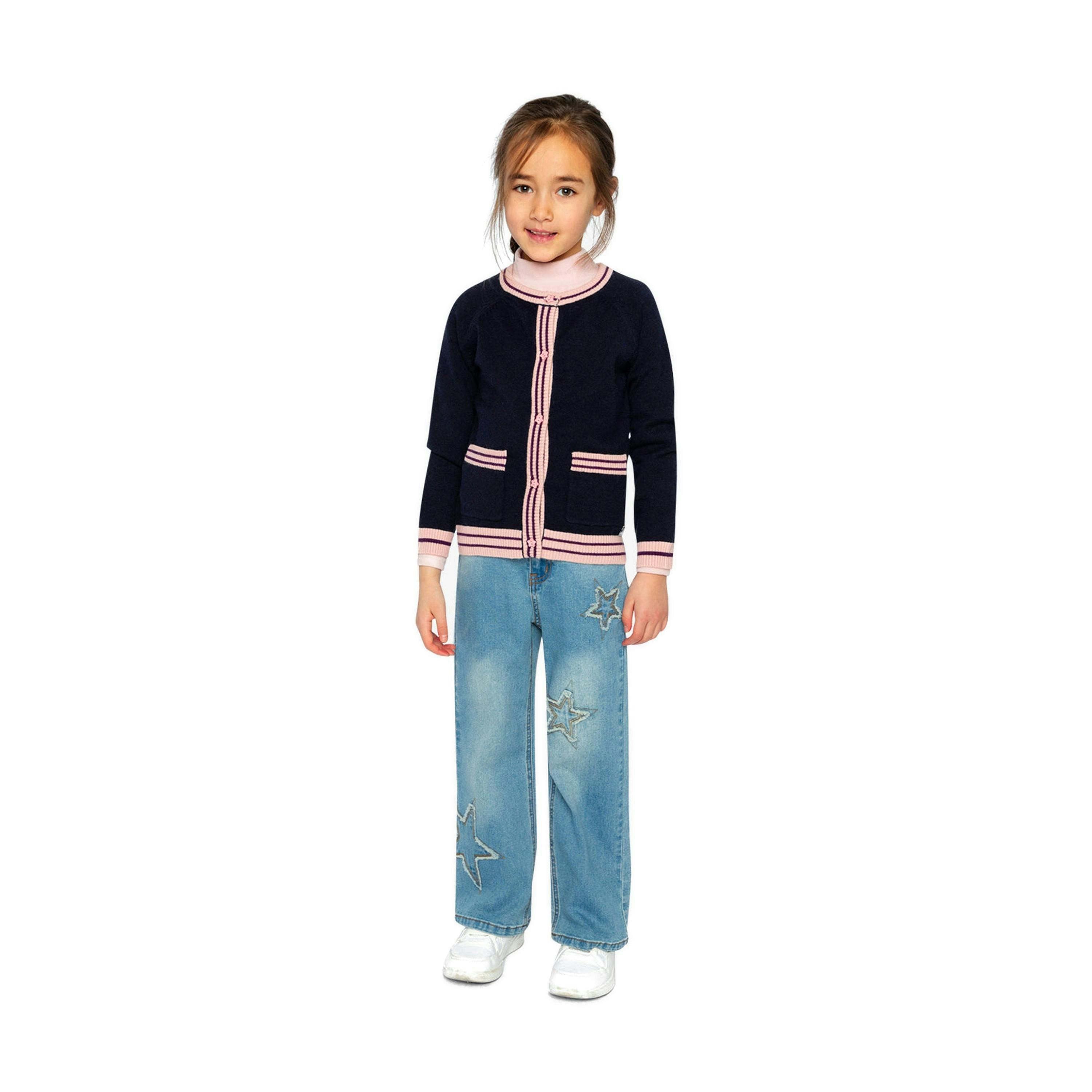 Knitted Cardigan Royal Blue And Pink , view 4 of 5