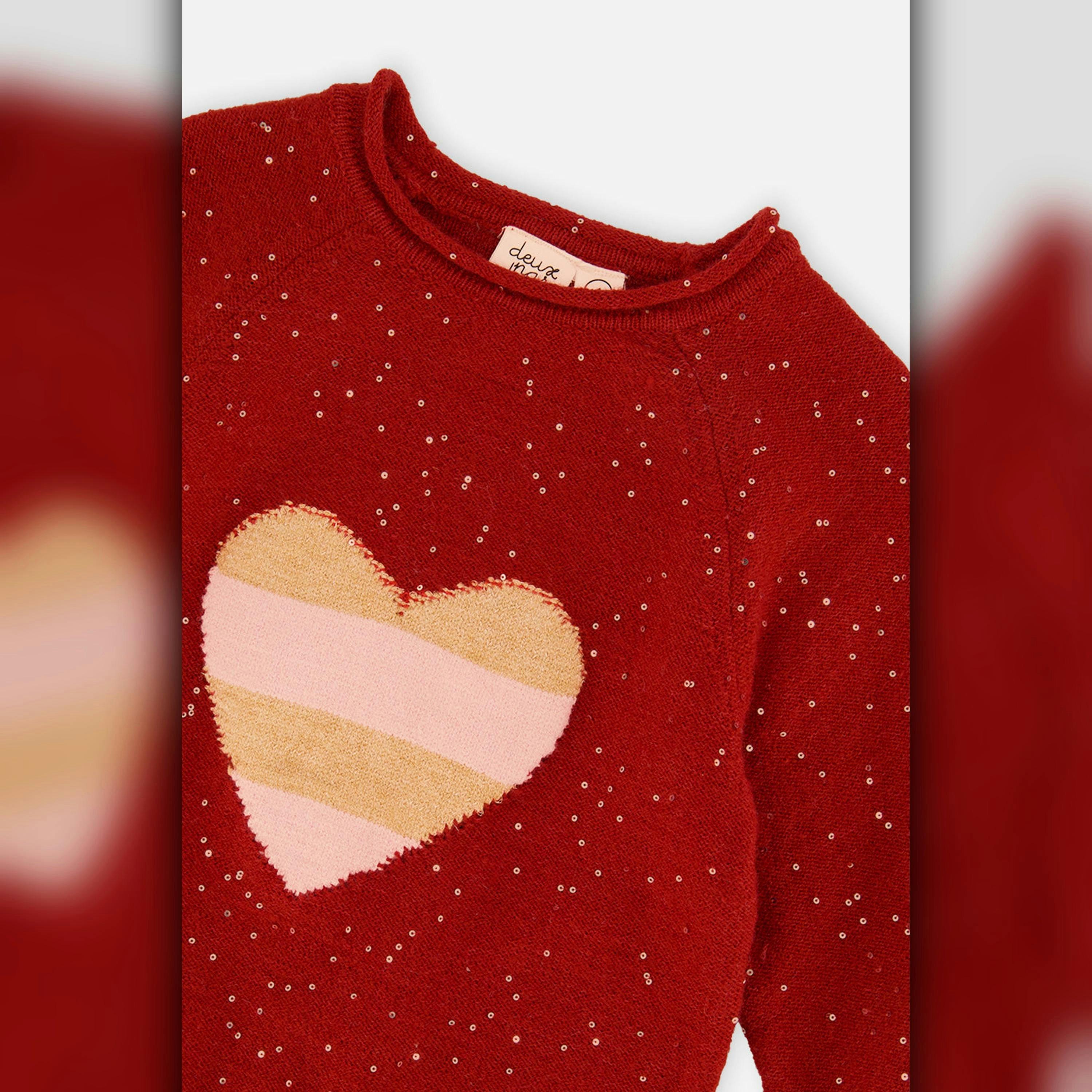 3/4 Sleeve Knitted Sweater Red , view 6 of 6