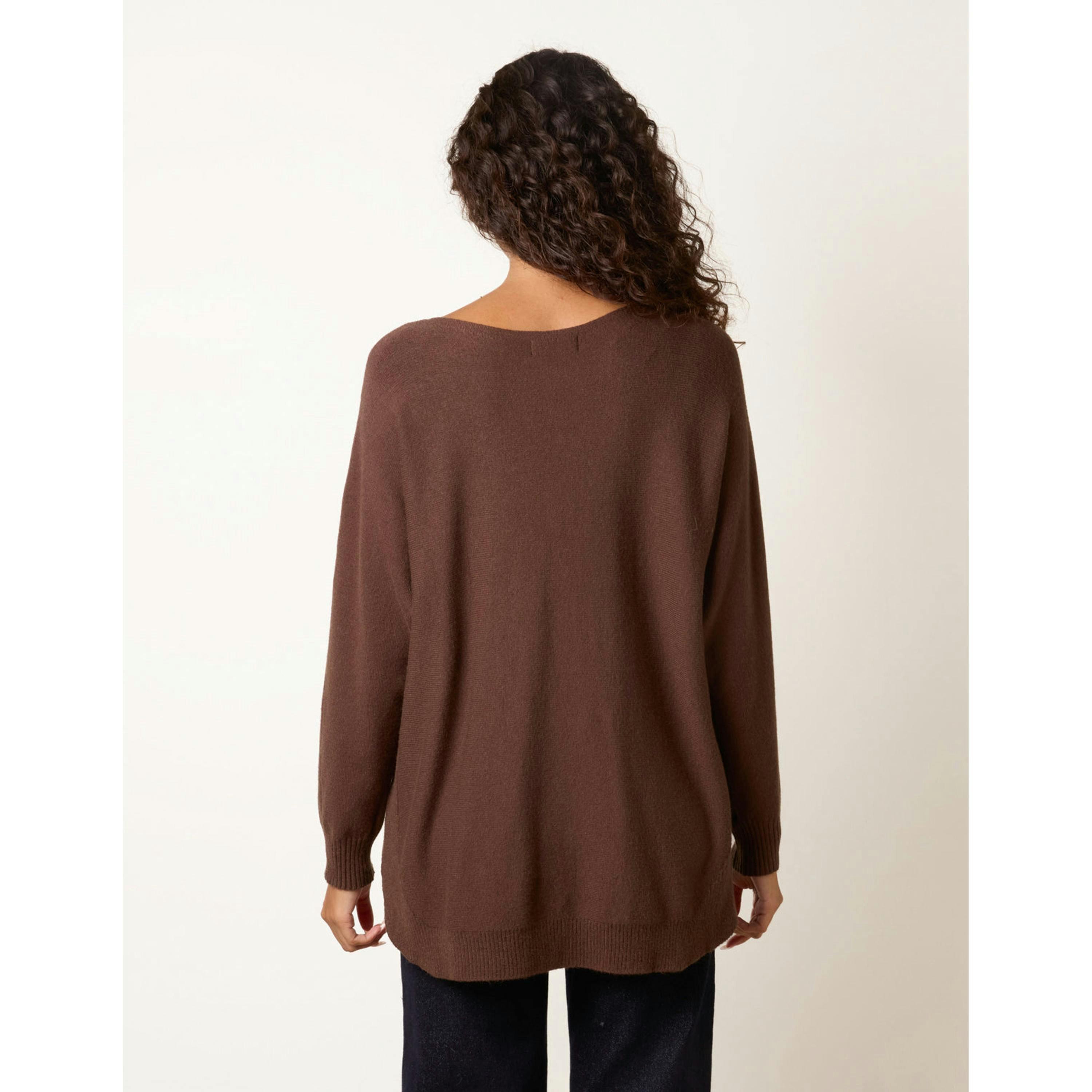 Blue Vanilla Pocket Slash Neck Jumper  in Brown , view 2 of 4