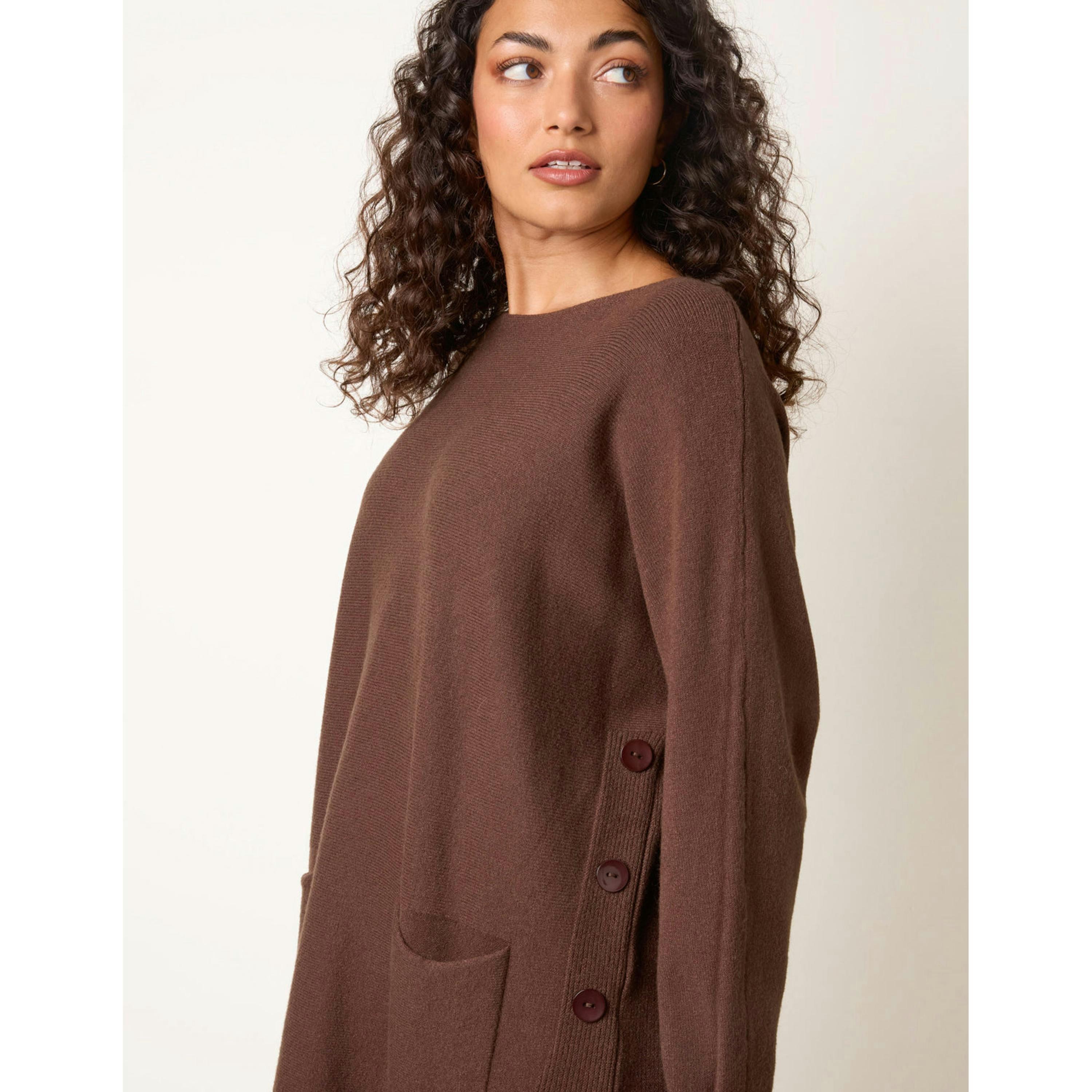 Blue Vanilla Pocket Slash Neck Jumper  in Brown , view 4 of 4