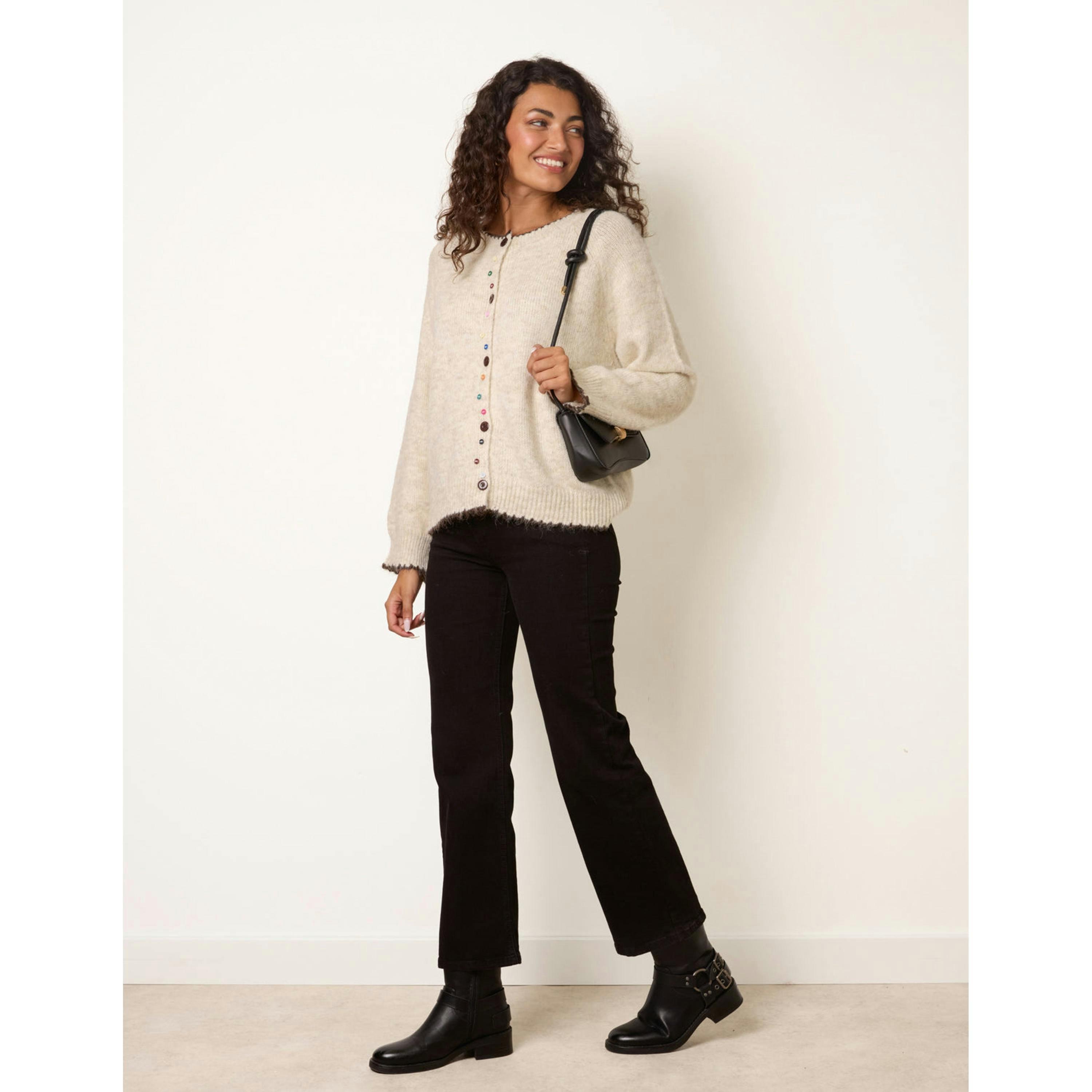Blue Vanilla Multicoloured Button Cardigan  in Beige , view 1 of 4