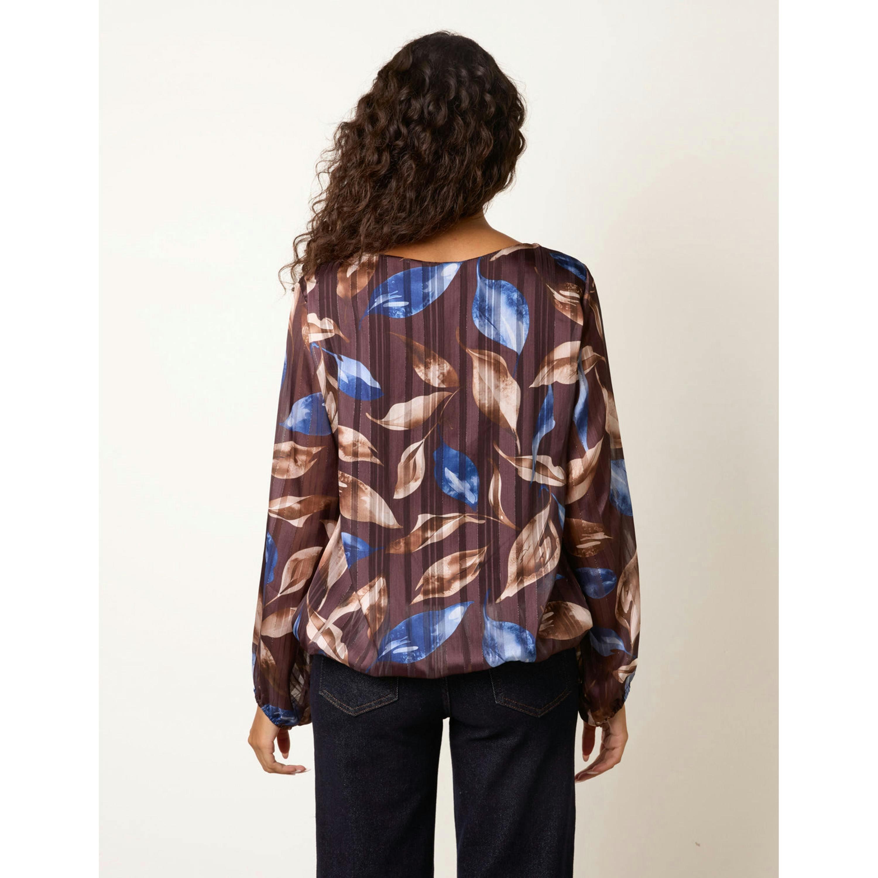 Blue Vanilla Long Sleeve Scoop Neck Metallic Blouse  in Multicolour , view 2 of 4