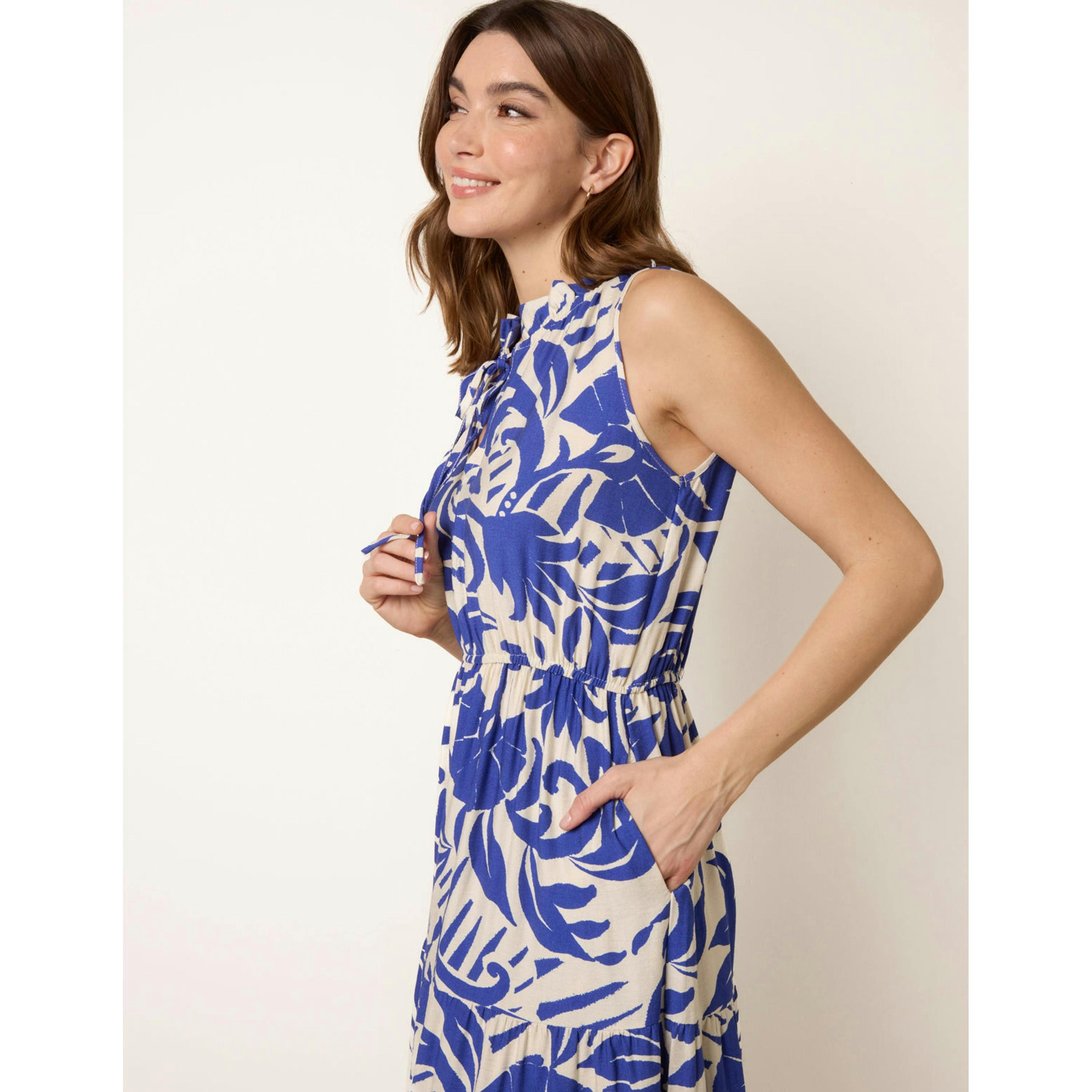 Blue Vanilla Topical Leaf Print Maxi Dress  in Blue , view 2 of 4