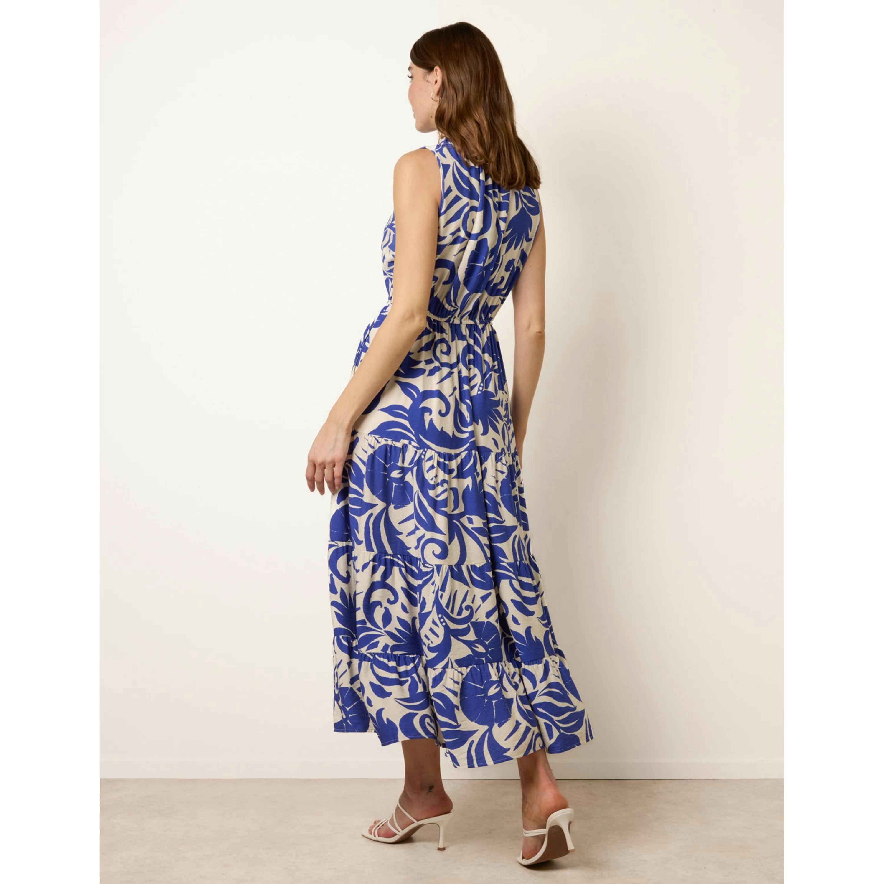 Blue Vanilla Topical Leaf Print Maxi Dress  in Blue , view 4 of 4