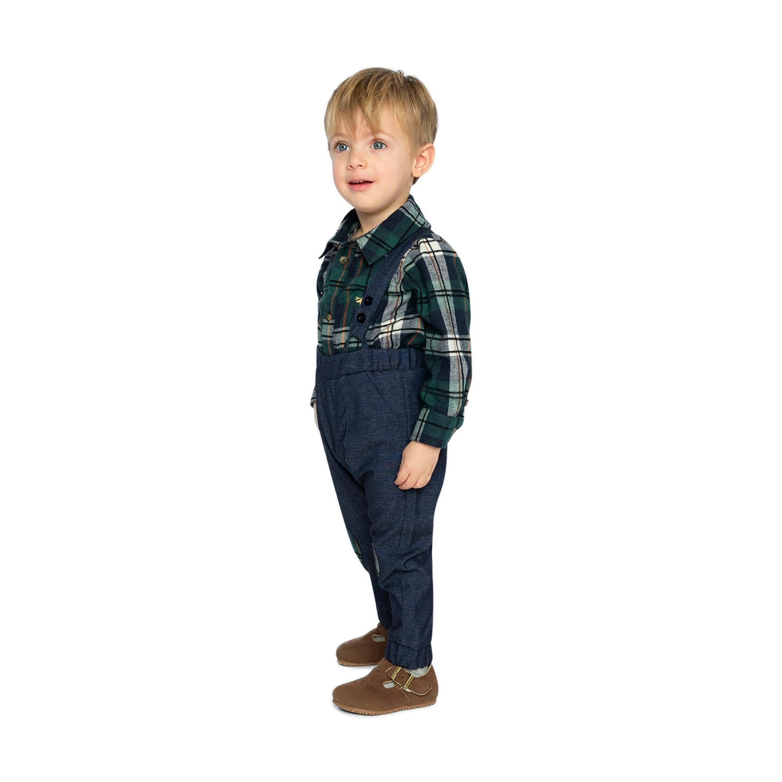 Baby Top & Pants Set Blue And Green Checks , view 3 of 5