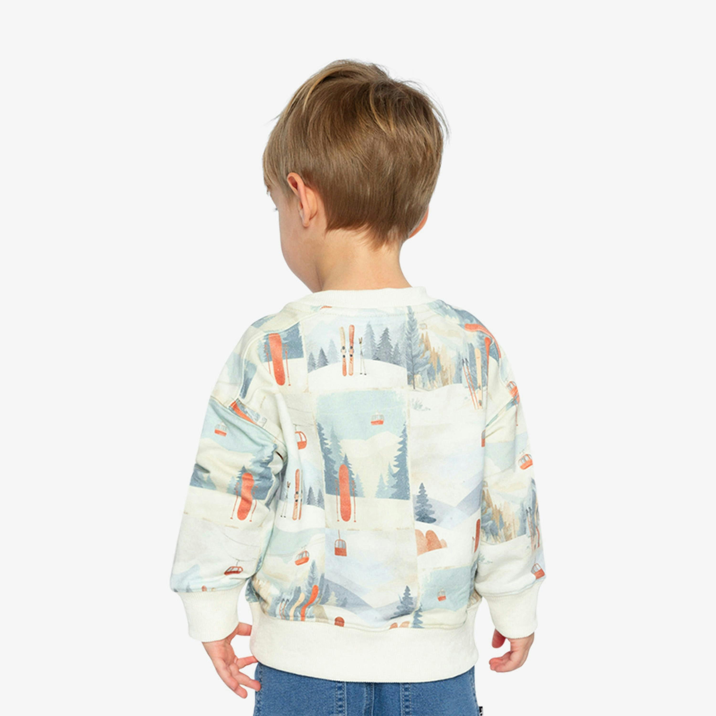 Fleece Sweatshirt Beige Ski Print , view 4 of 6