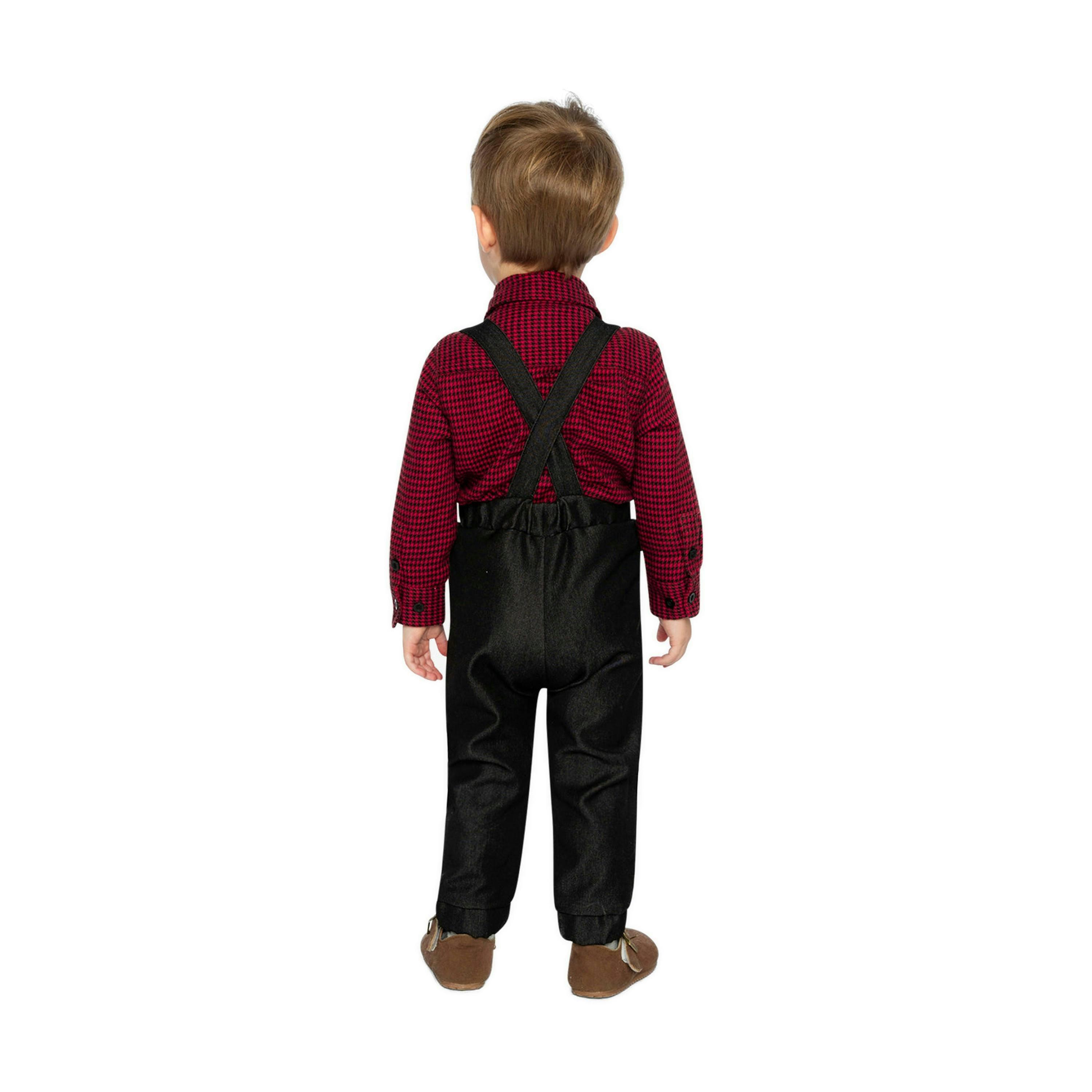 Baby Top & Pants Set Black And Red Houndstooth , view 3 of 6