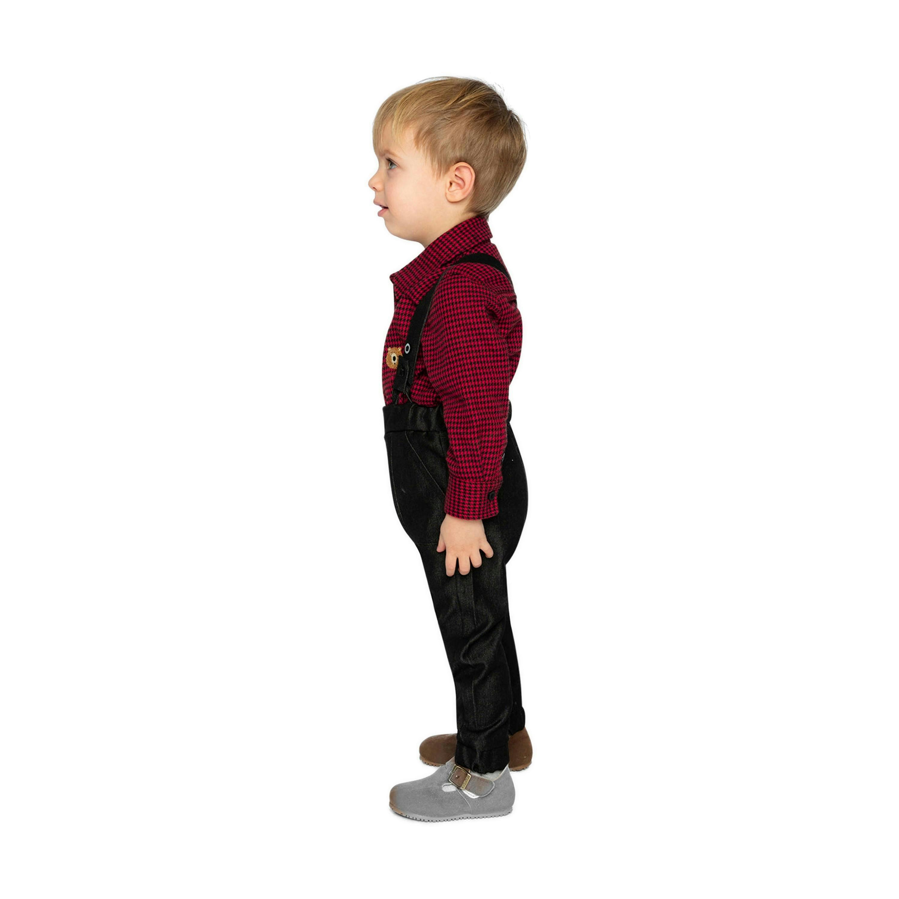 Baby Top & Pants Set Black And Red Houndstooth , view 5 of 6
