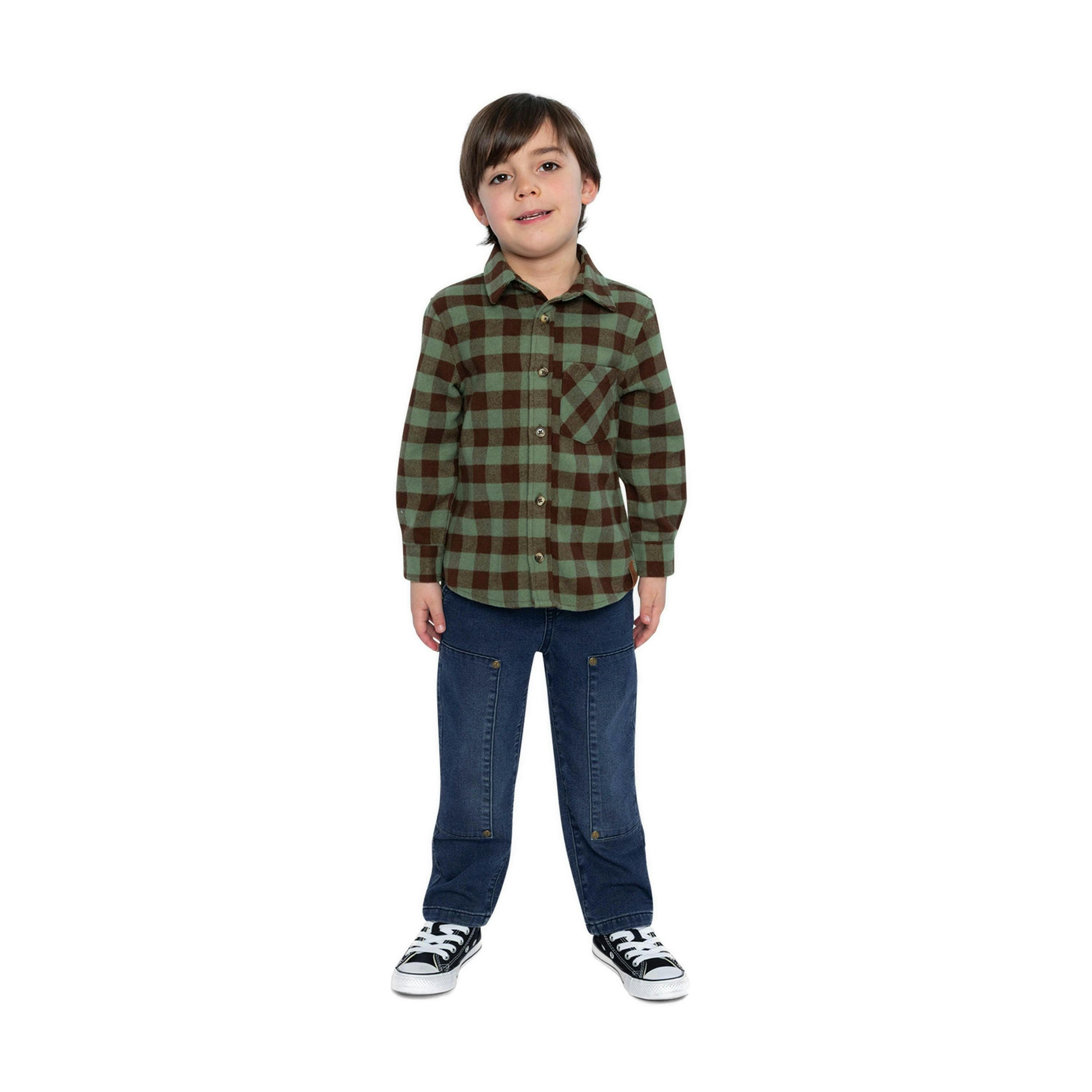 Brushed Flannel Shirt Green And Brown Plaid , view 4 of 5