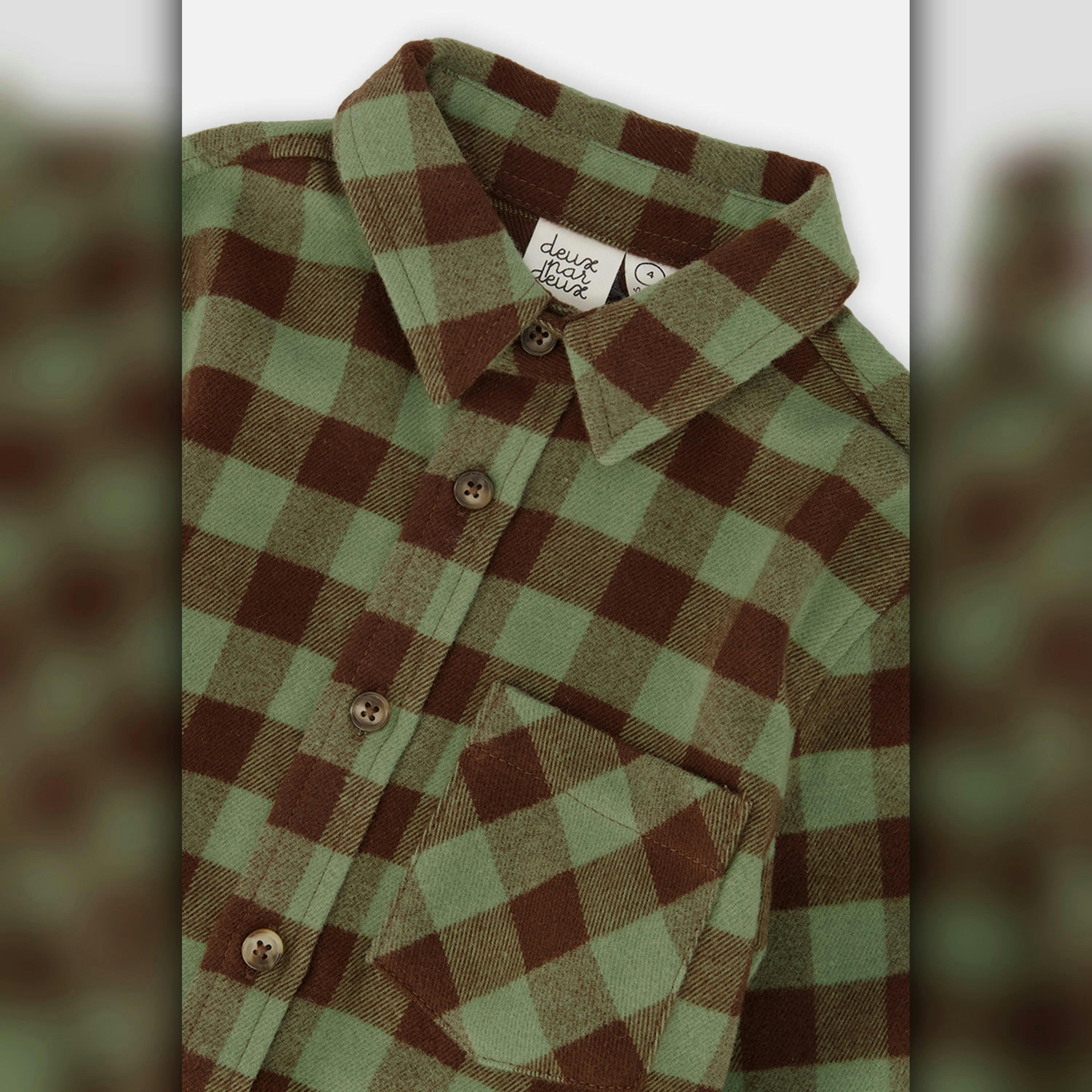 Brushed Flannel Shirt Green And Brown Plaid , view 5 of 5
