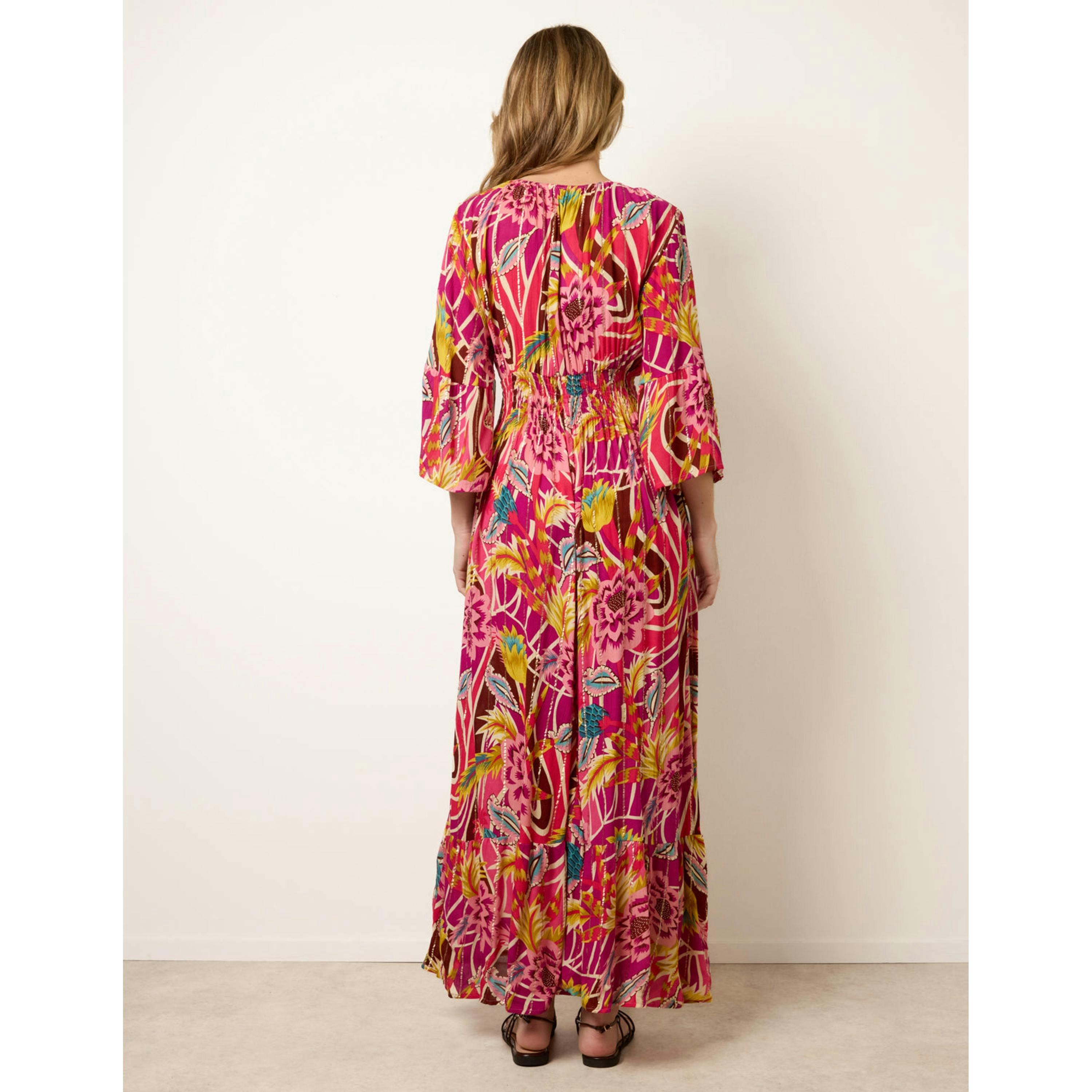 Blue Vanilla Tropical Print V-Neck Maxi Dress  in Pink , view 2 of 4