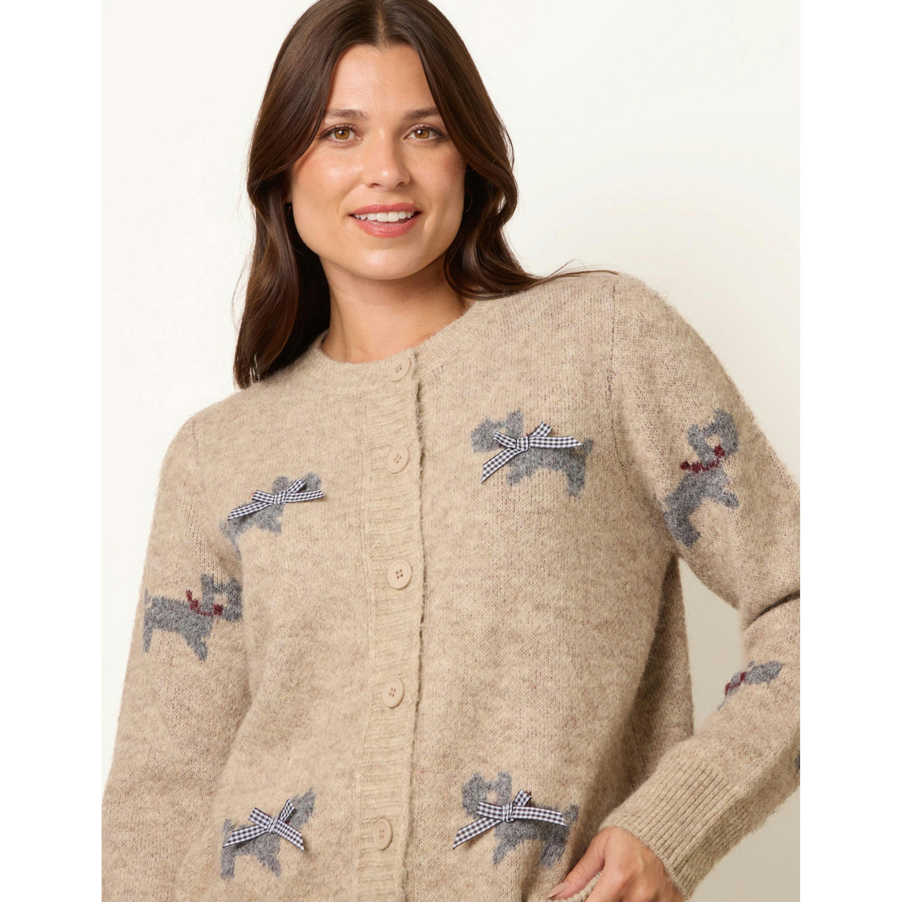 Blue Vanilla Dog Button Down Cardigan With Bows  in Stone , view 3 of 5