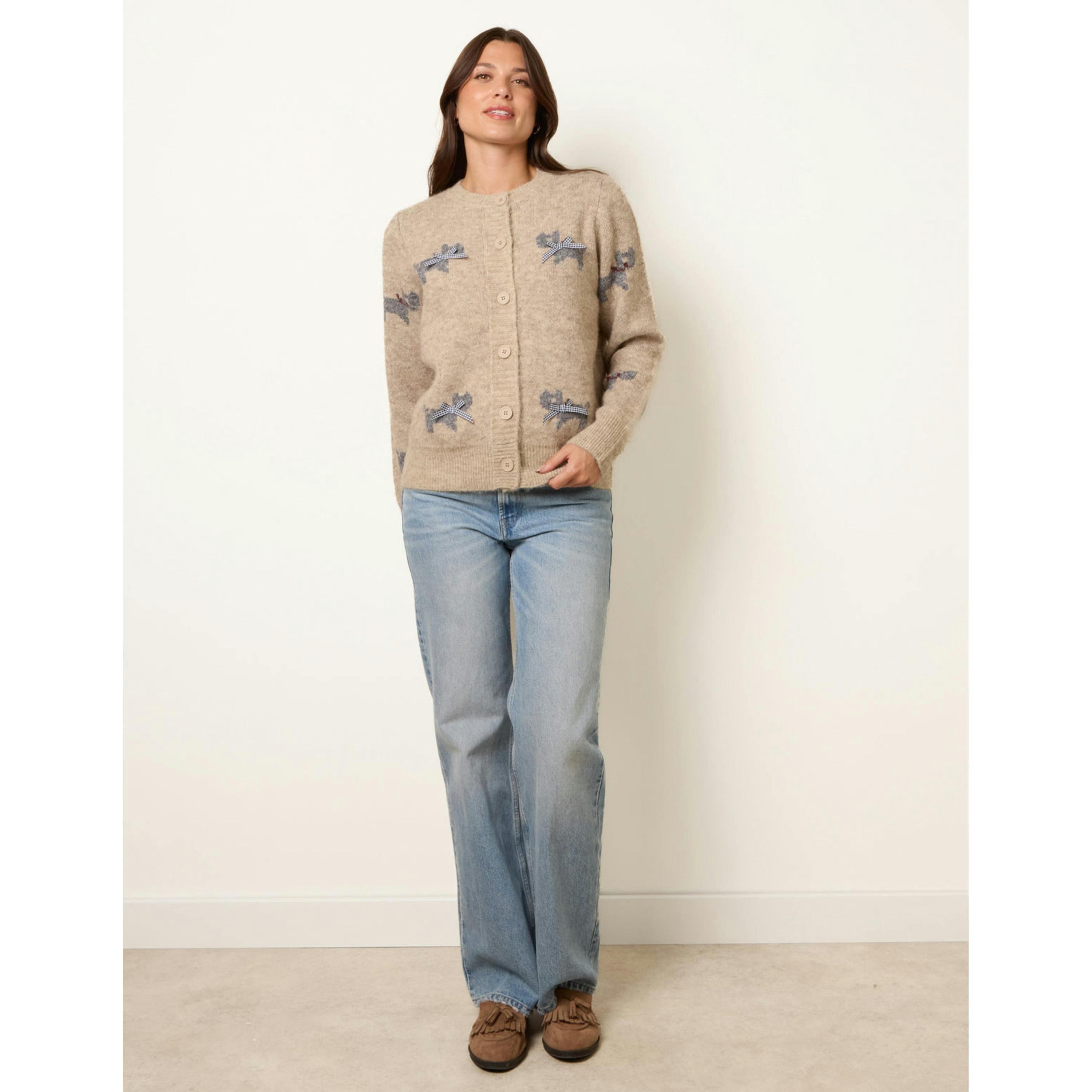 Blue Vanilla Dog Button Down Cardigan With Bows  in Stone , view 4 of 5