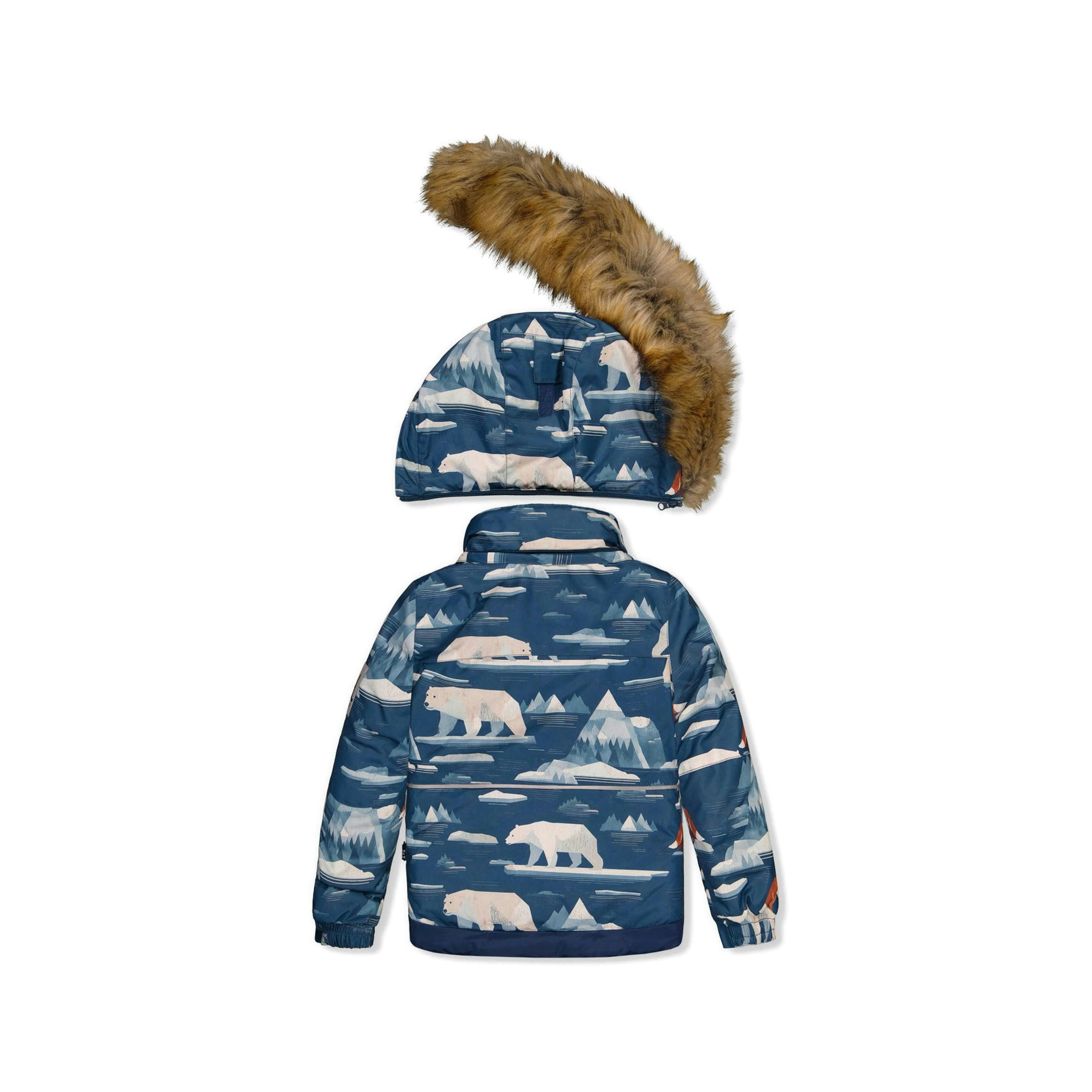 Two Piece Play Snowsuit Blue Bear Print With Rust Pants , view 5 of 6