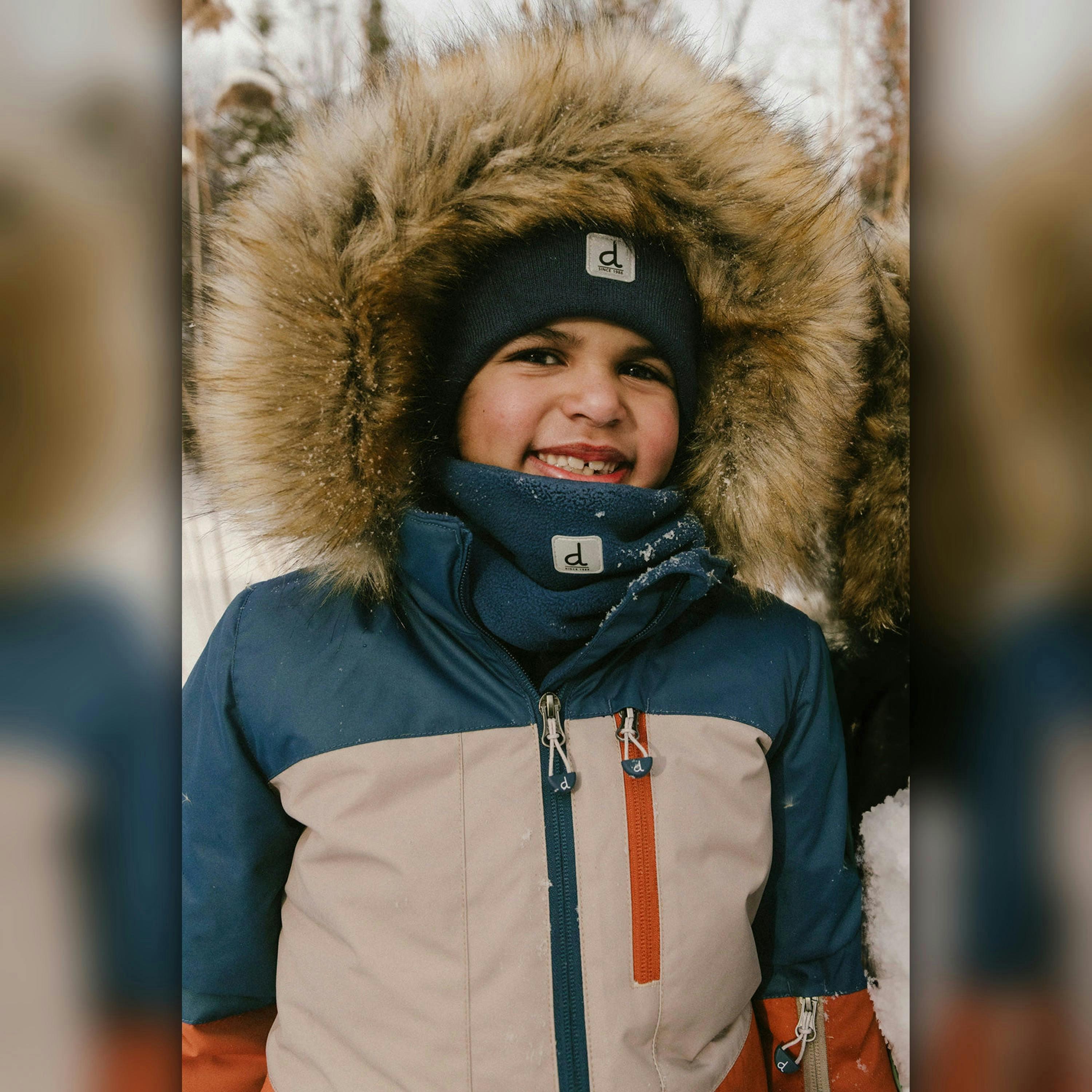 Two Piece Play Snowsuit Navy And Rust Colorblock With Blue Bear Print Pants , view 3 of 6