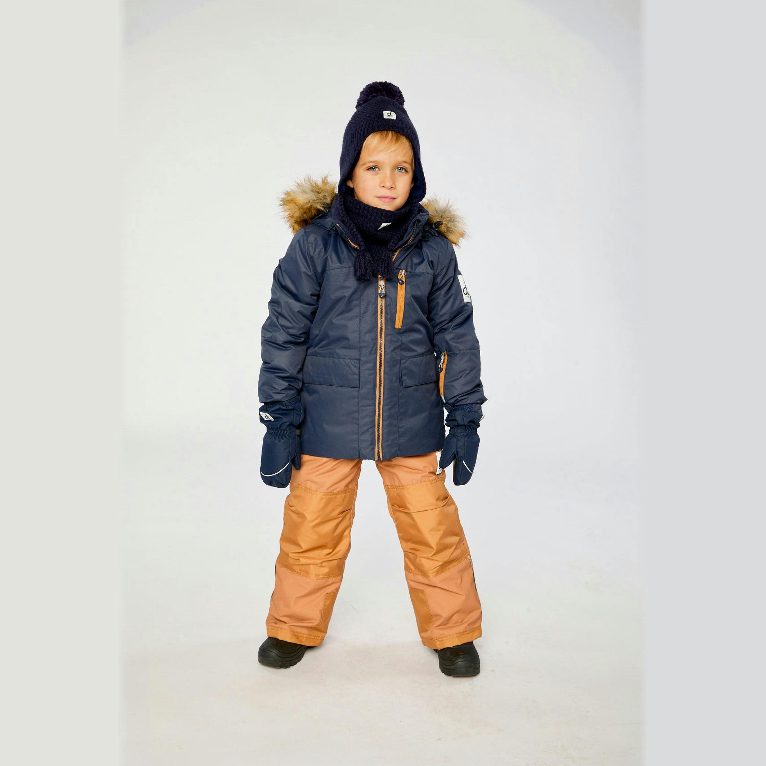Two Piece Play Snowsuit Navy Blue With Brown Pants , view 2 of 6