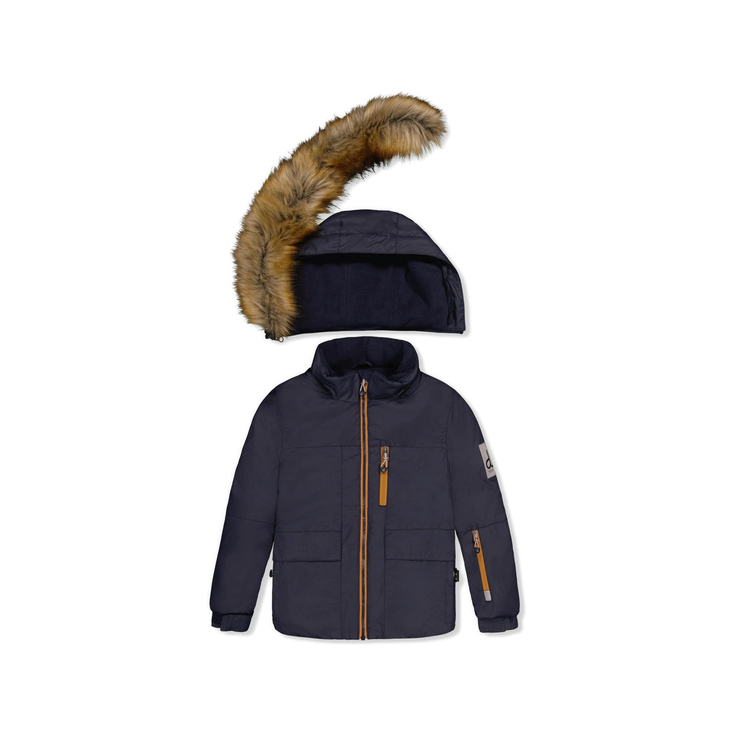 Two Piece Play Snowsuit Navy Blue With Brown Pants , view 4 of 6