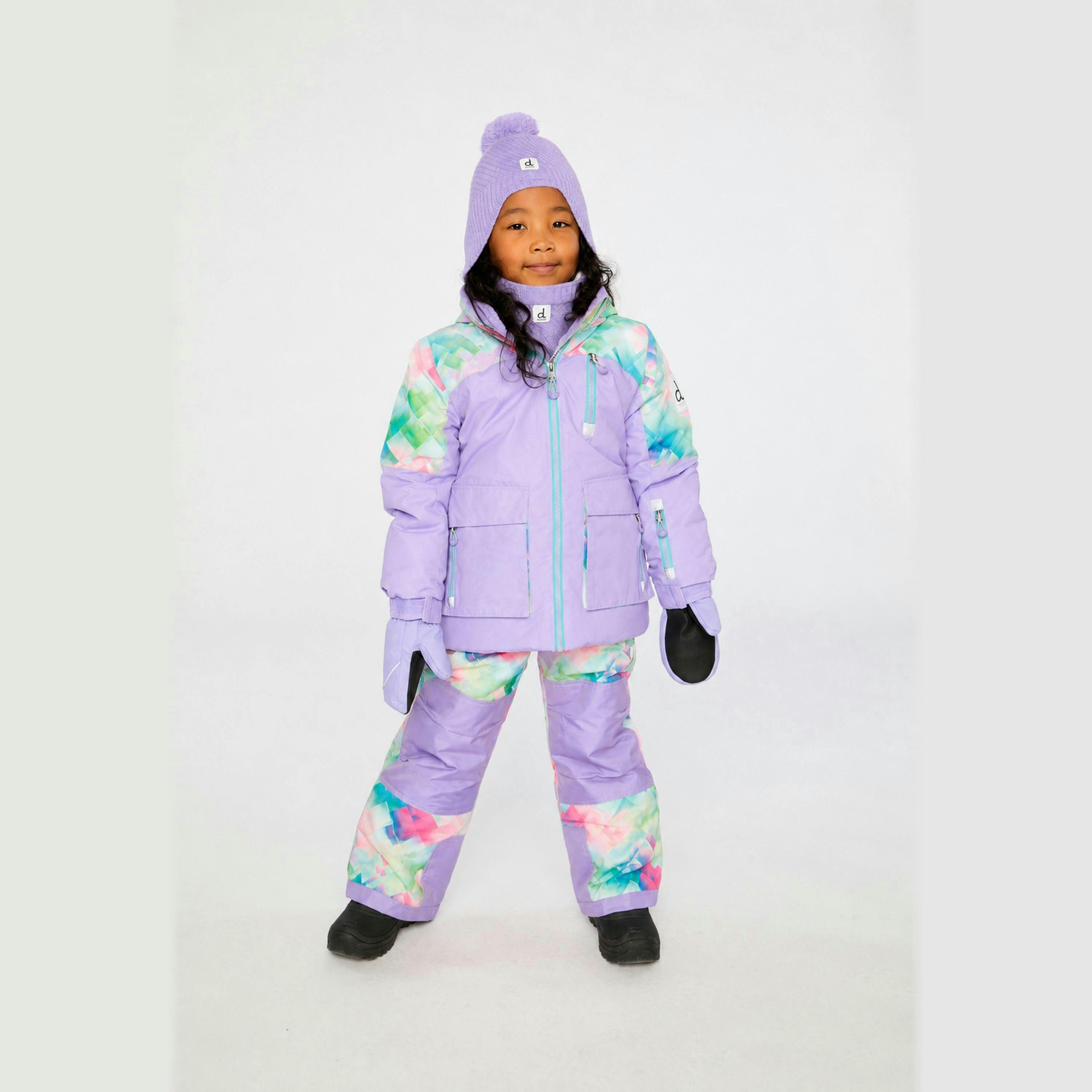 Two Piece Play Snowsuit Multicolored With A Diamond Pattern , view 4 of 6