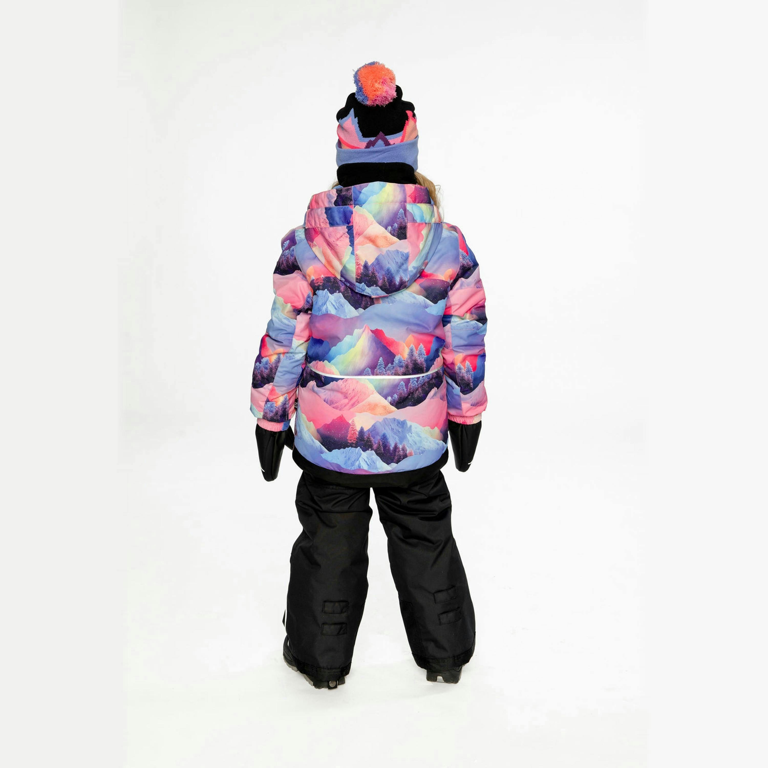 Two Piece Play Snowsuit Pink Mountain Print With Black Pants , view 4 of 6
