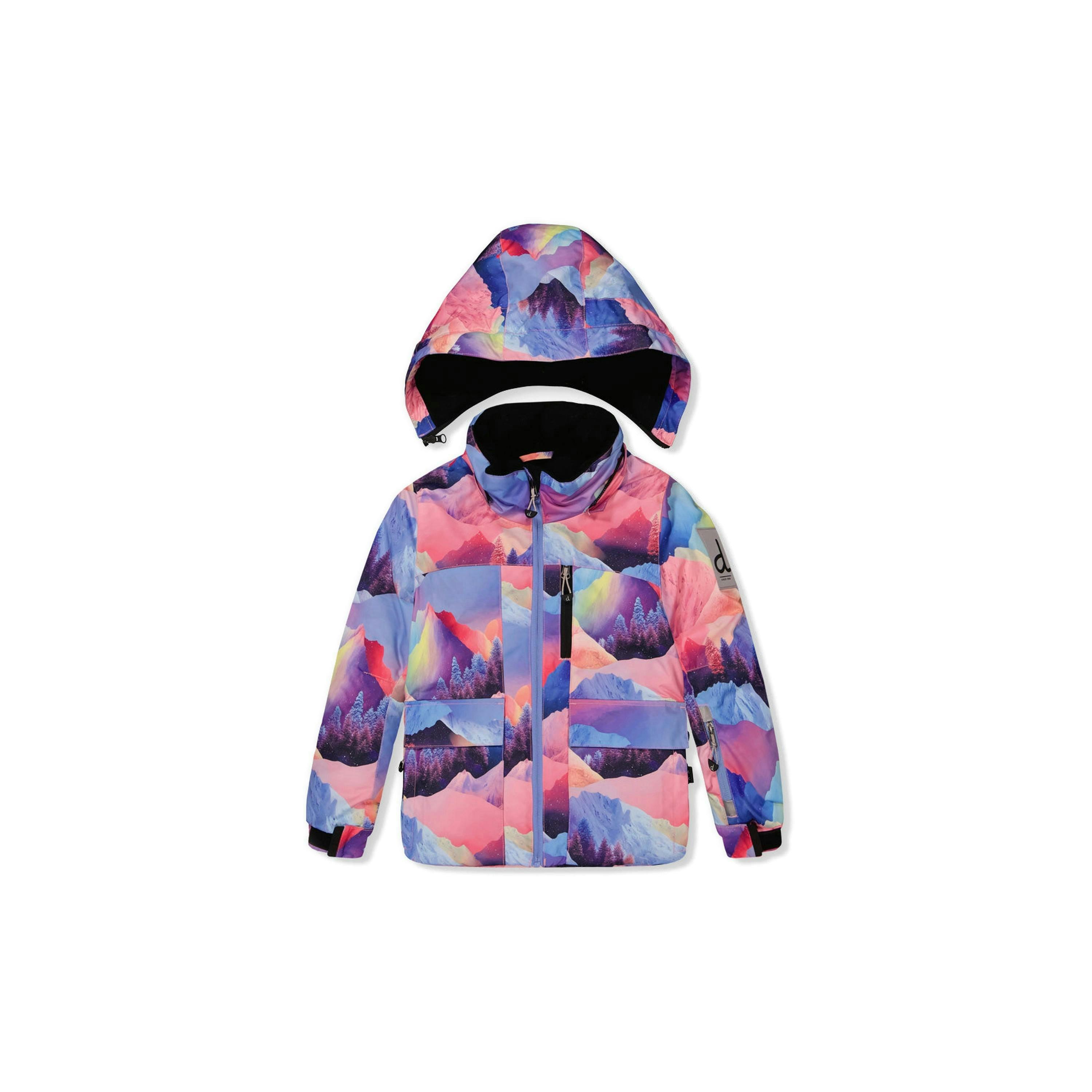 Two Piece Play Snowsuit Pink Mountain Print With Black Pants , view 5 of 6