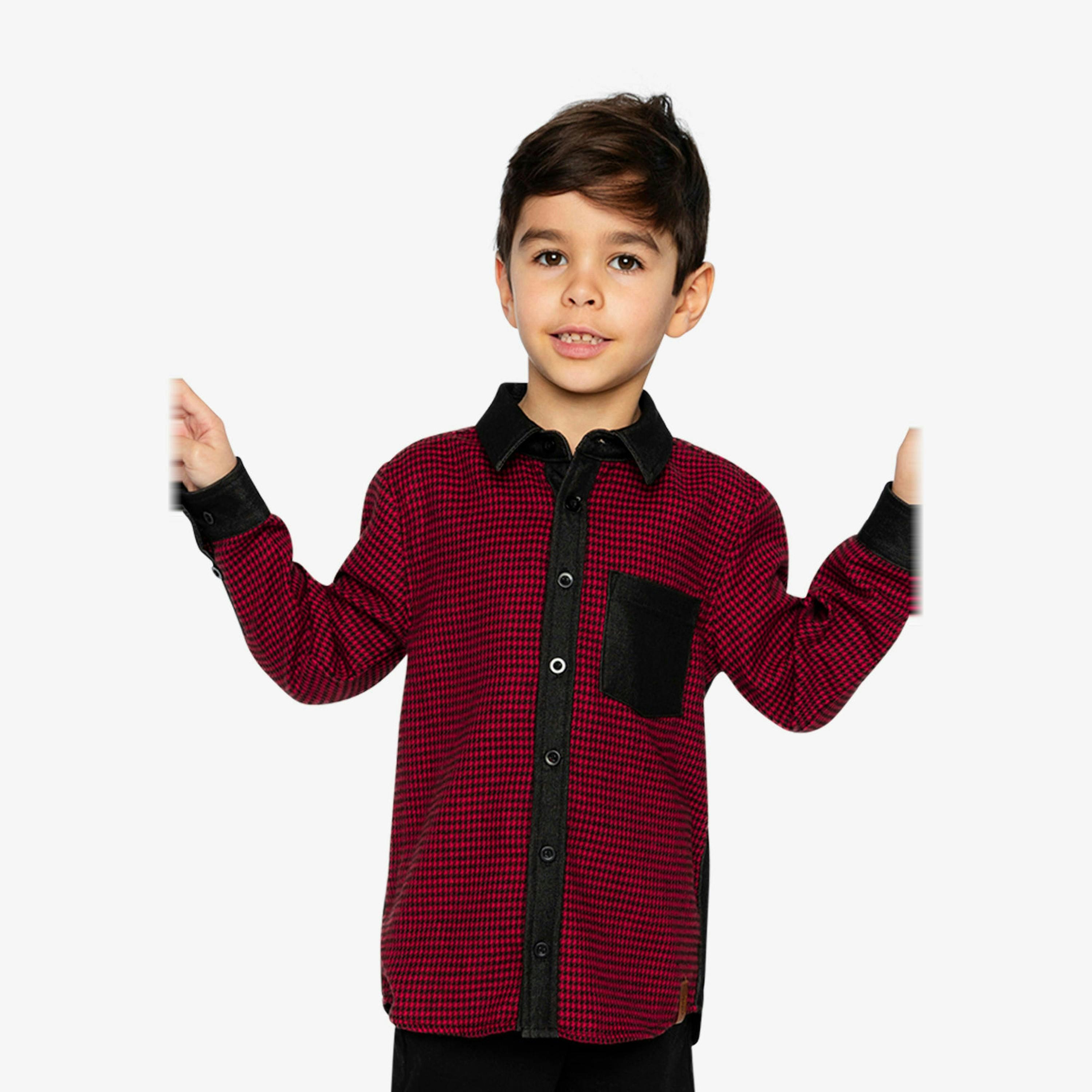 Button Down Shirt Black And Red Houndstooth , view 2 of 6