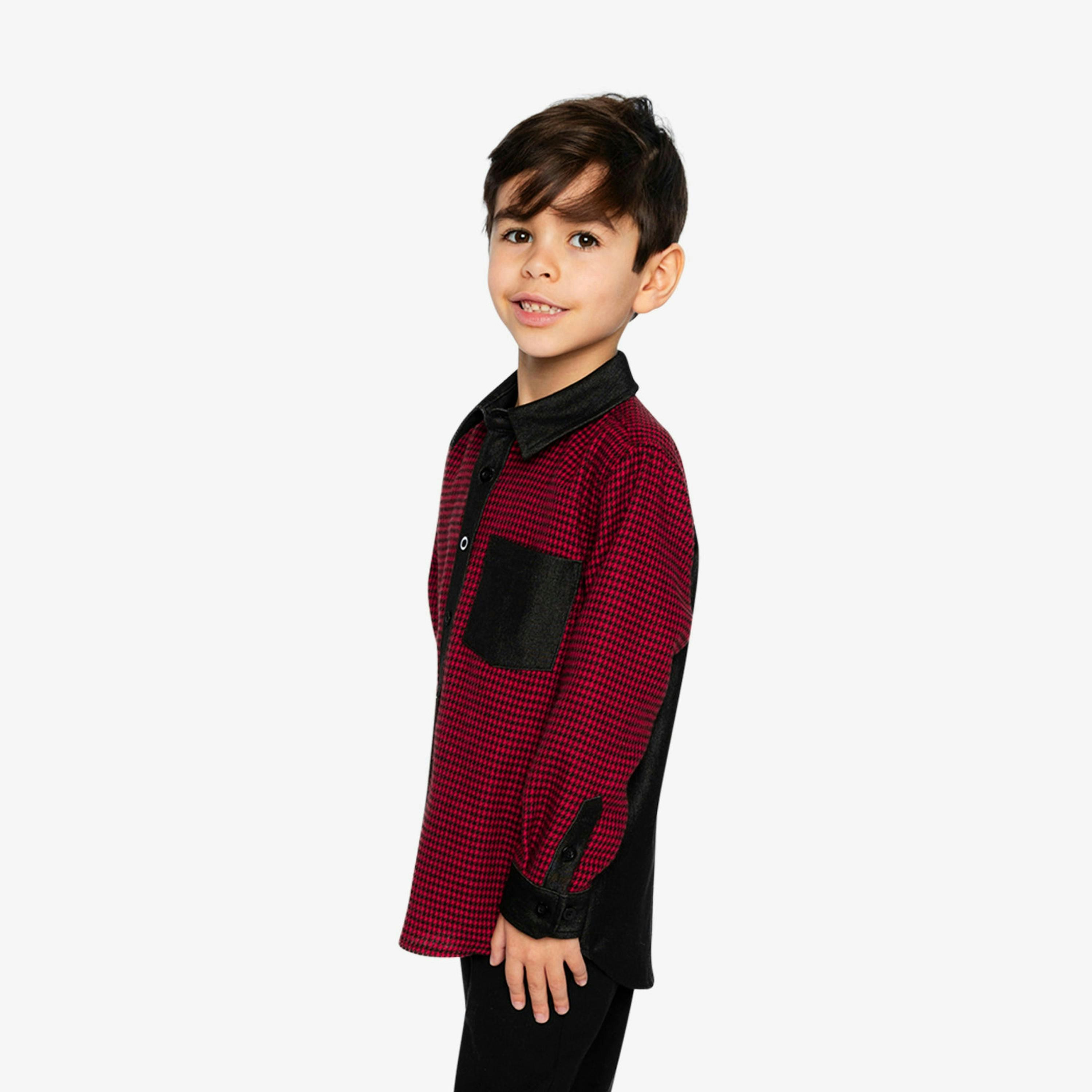 Button Down Shirt Black And Red Houndstooth , view 3 of 6