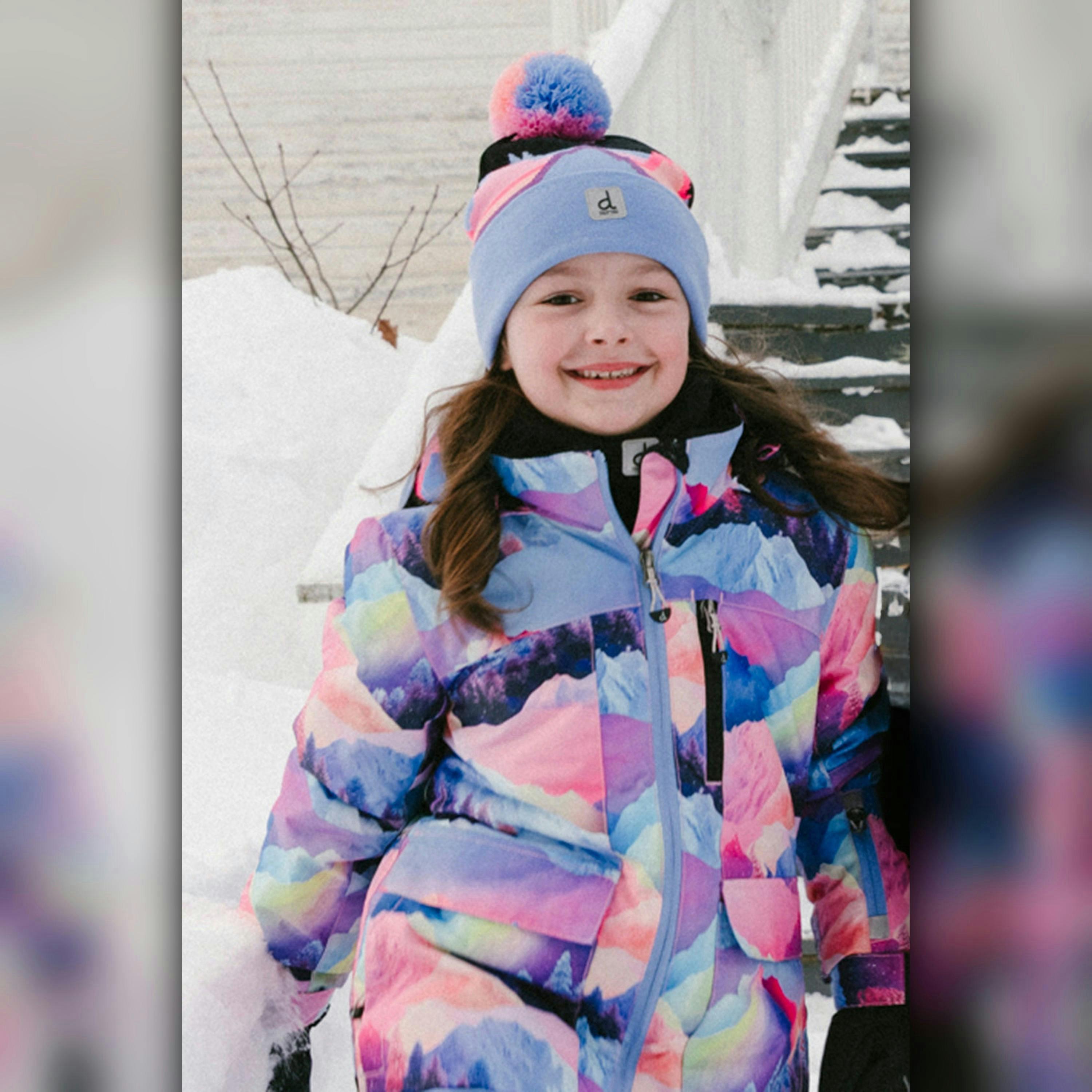 Two Piece Play Snowsuit Pink Mountain Print With Blue Pants , view 3 of 6