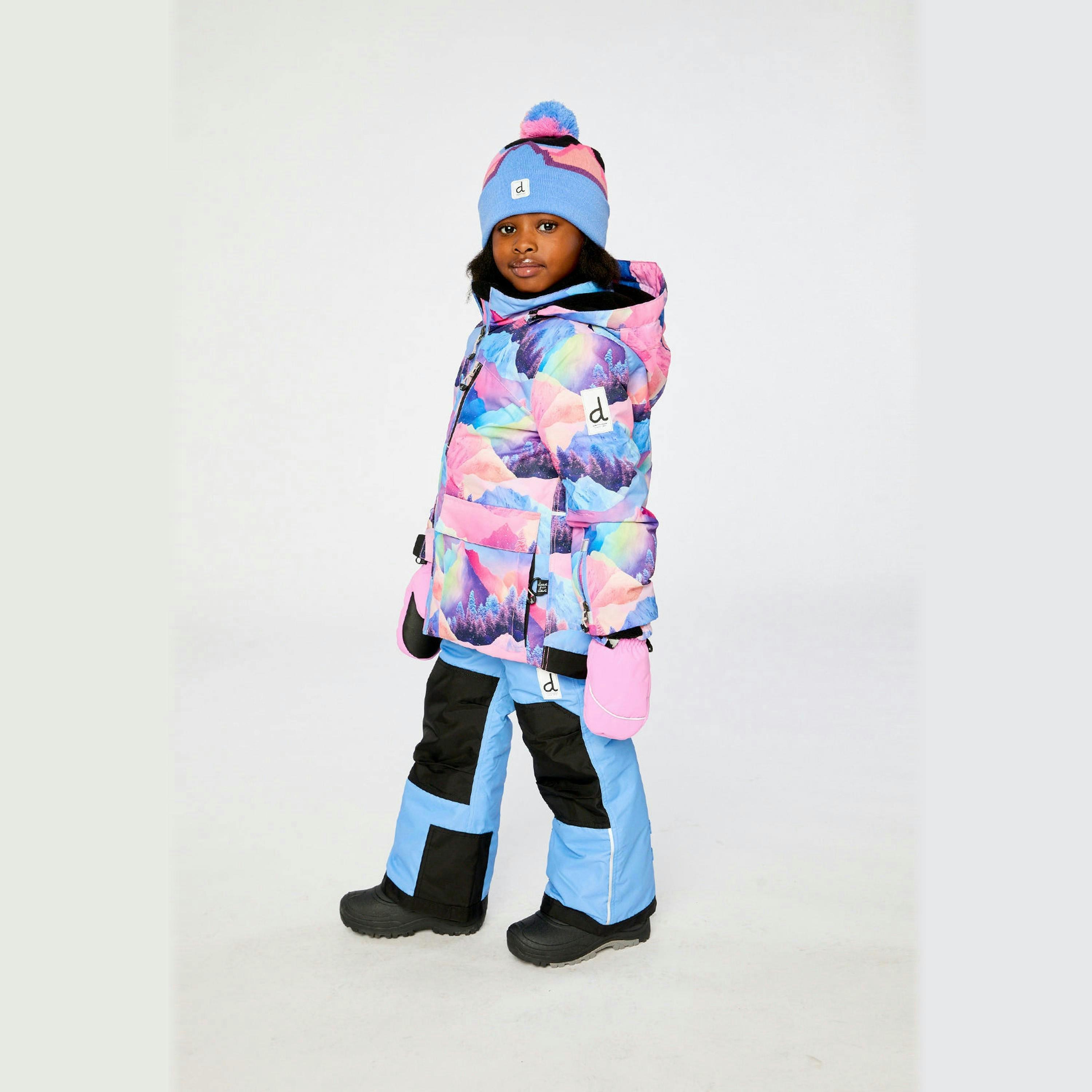 Two Piece Play Snowsuit Pink Mountain Print With Blue Pants , view 5 of 6