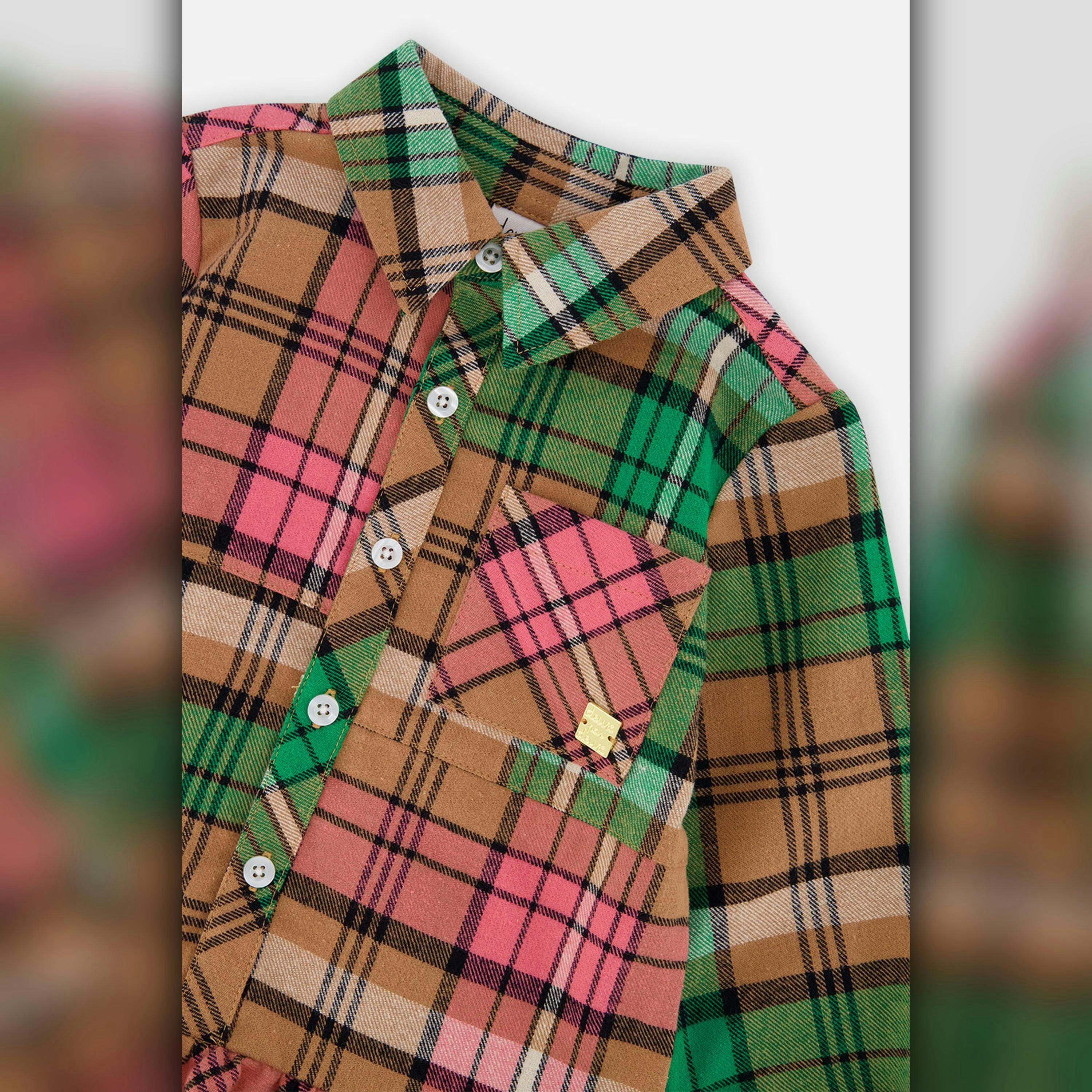 Shirt Plaid Dress Pink And Green , view 5 of 5