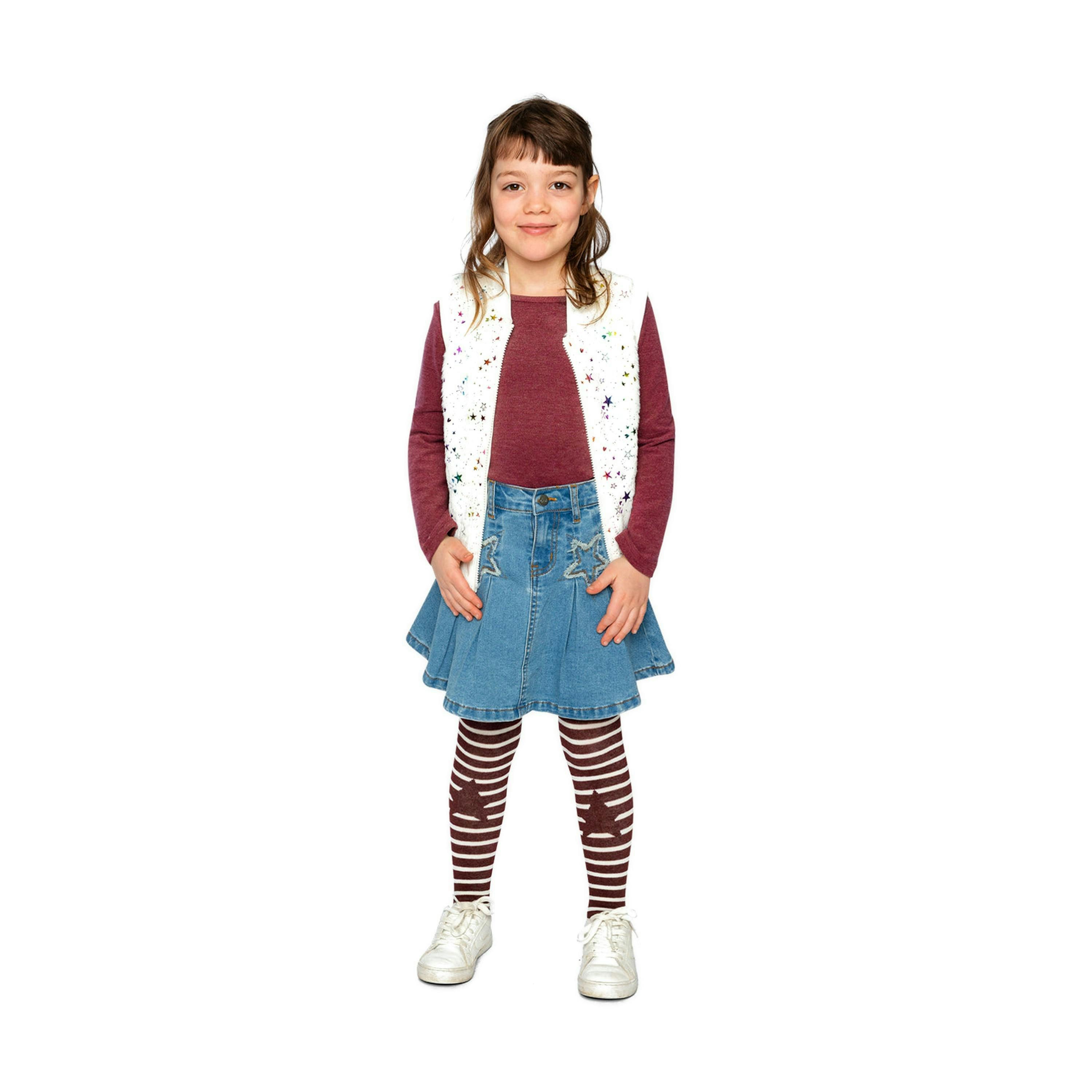 Faux Fur Sleeveless Vest Multicolored Star , view 5 of 6