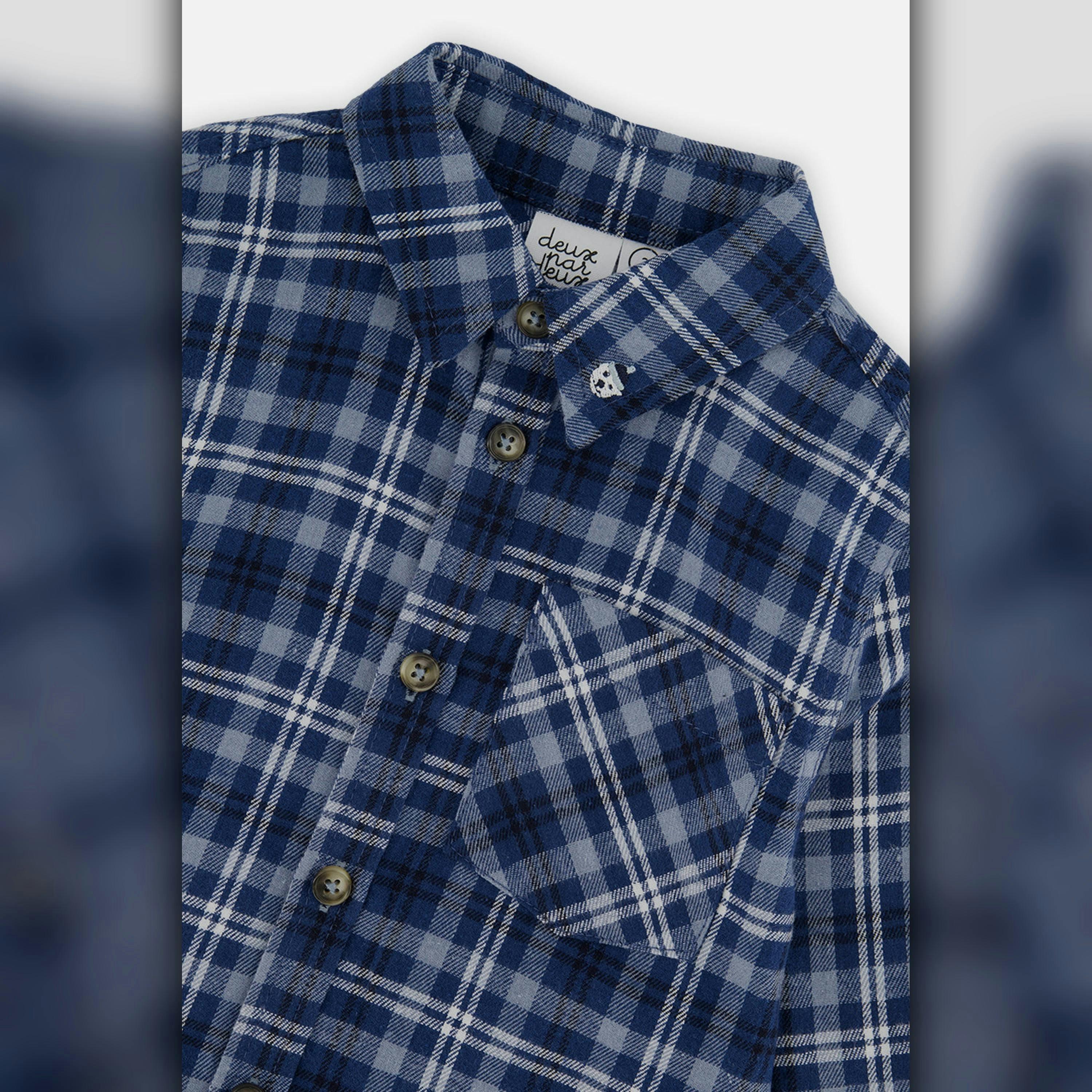 Baby Plaid Shirt Blue and White , view 2 of 2