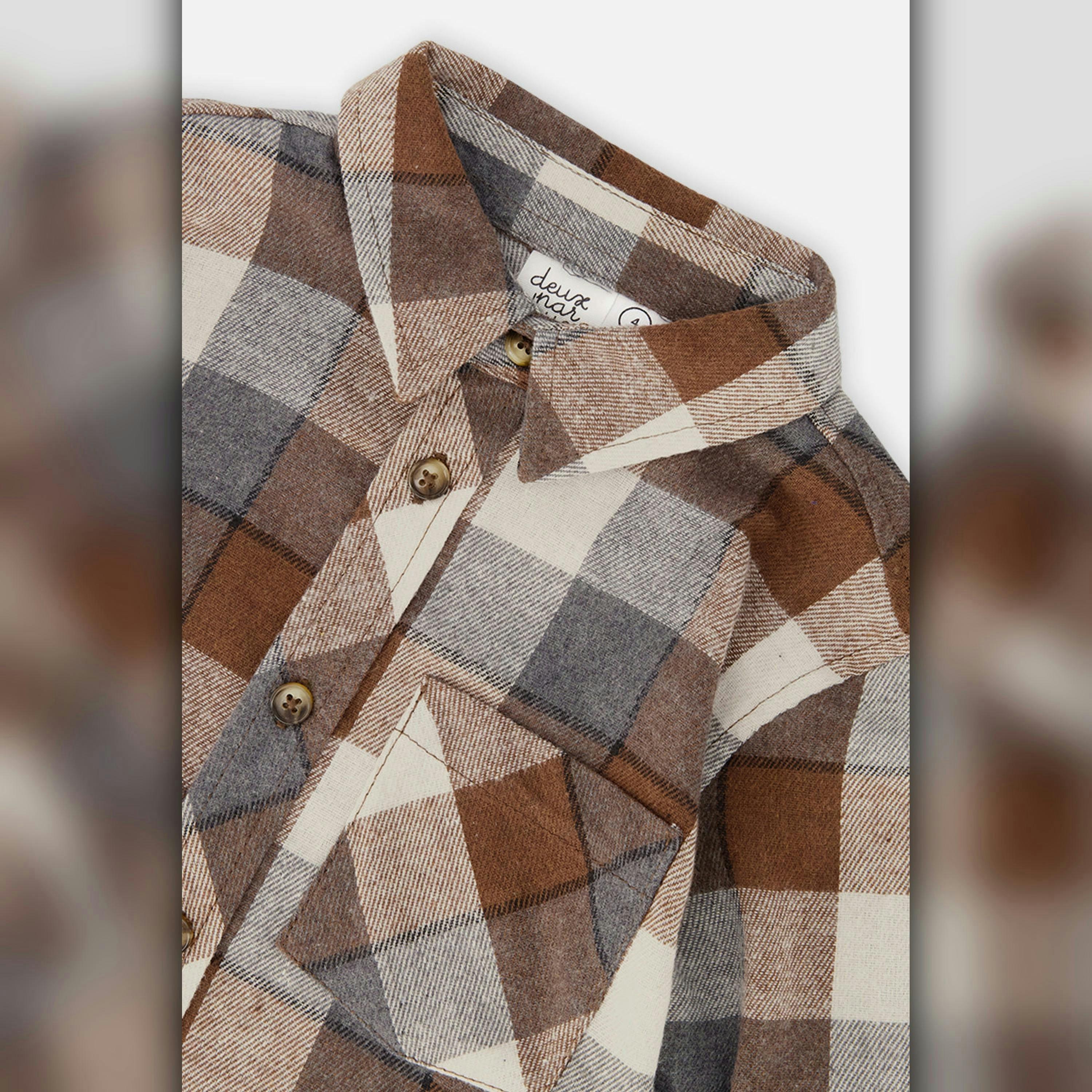Flannel Shirt Grey And Beige Plaid , view 6 of 6