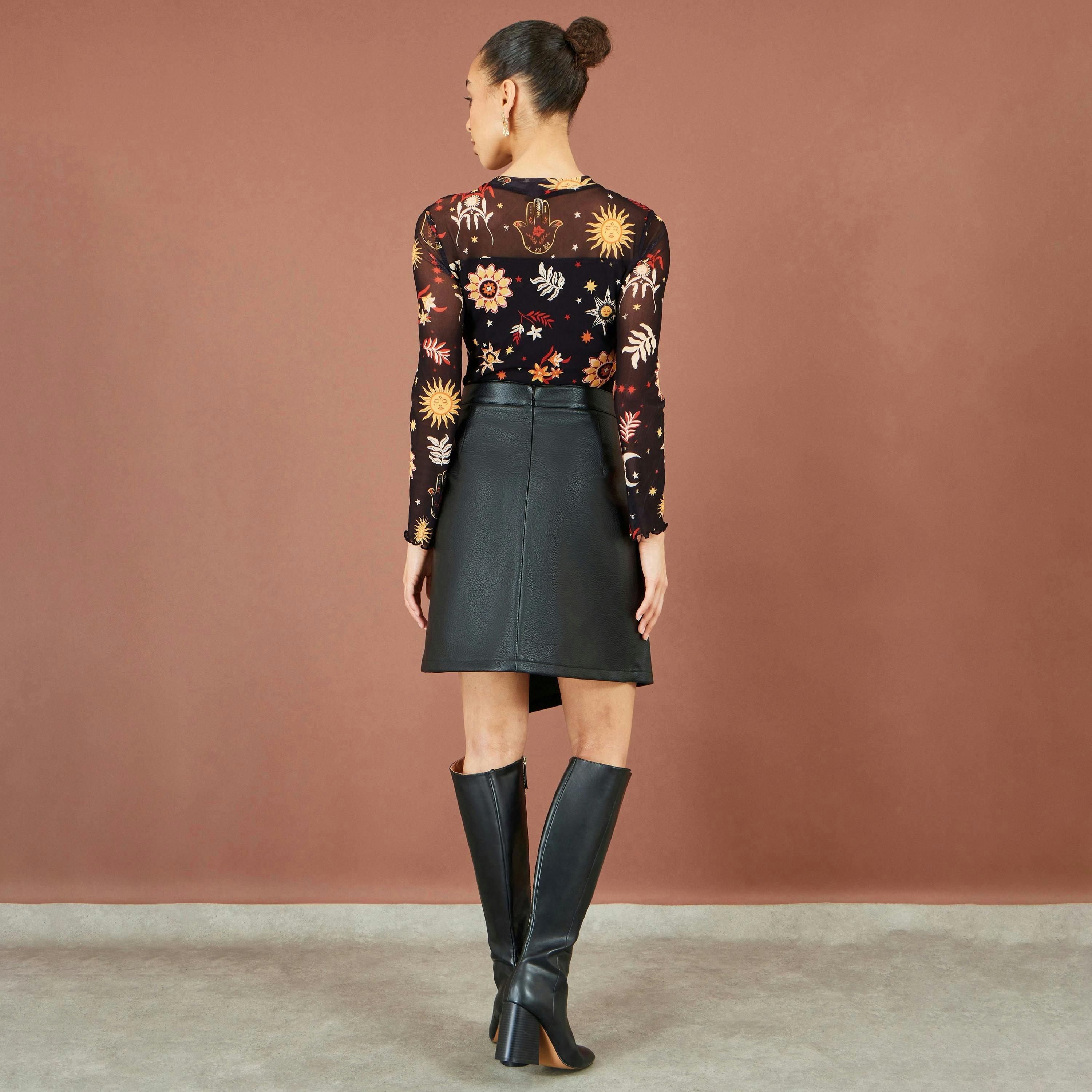 Yumi Black Cosmic Mesh Top , view 4 of 5